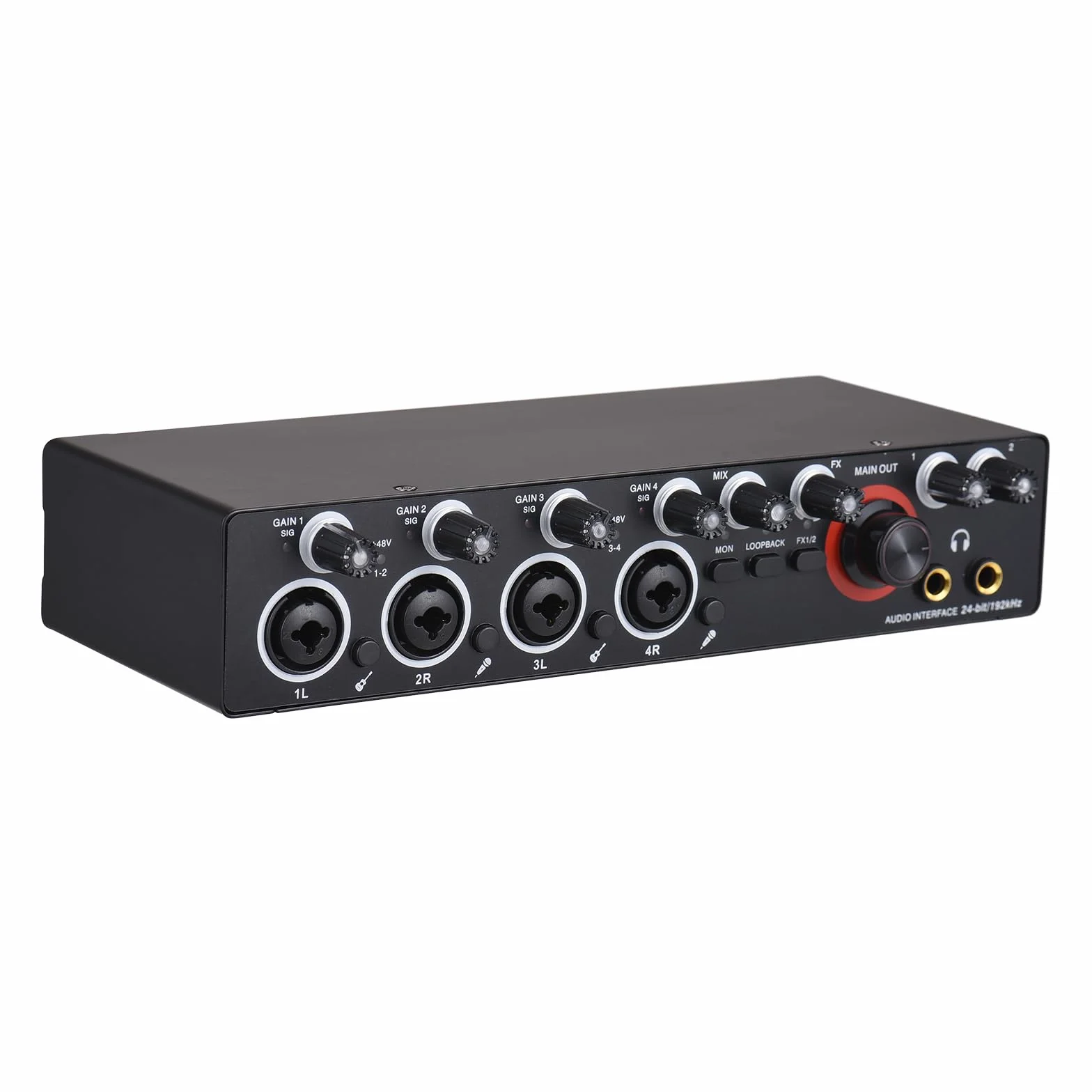 4-kanałowy interfejs audio komputera z kartą dźwiękową, 4-calowy 4-wyjściowy do profesjonalnego nagrywania transmisji na żywo karaoke, interfejs audio USB bez sterowników