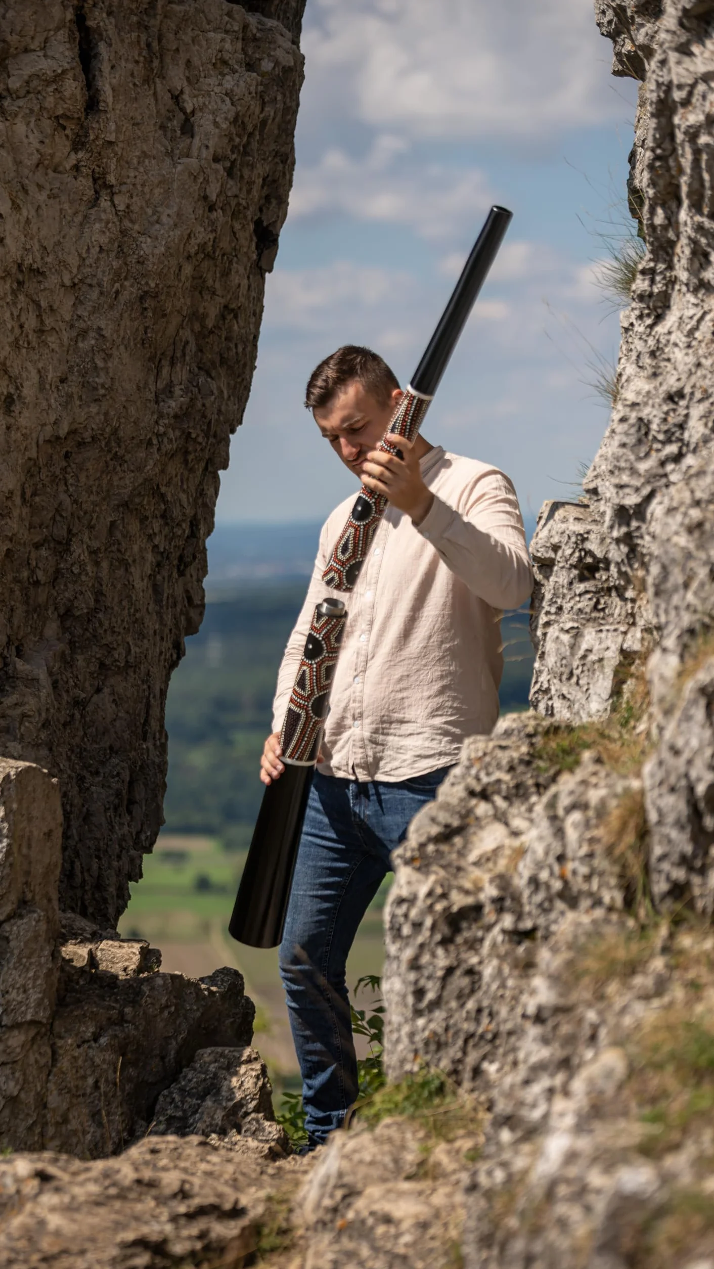 Sonic Energy Sliced Pro Didgeridoo składany instrument podróżny tonacja E drewno mahoniowe