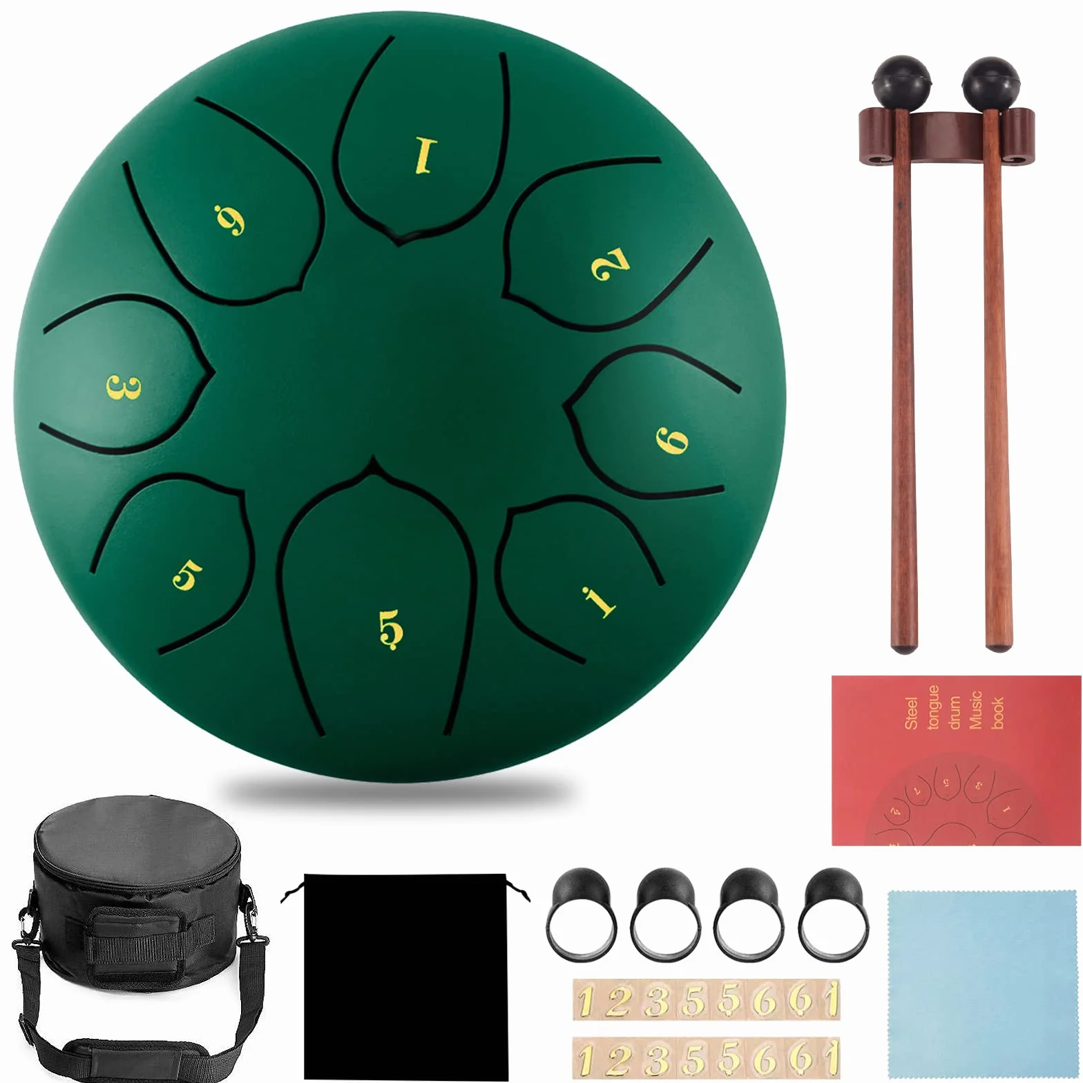 Stalowy bęben językowy, bęben językowy 8 nut 6 cali bęben tarczowy stalowy język perkusista bęben stalowych języków instrument perkusyjny hand pan drum z pudełkiem na akcesoria, torbą, kostką do gry