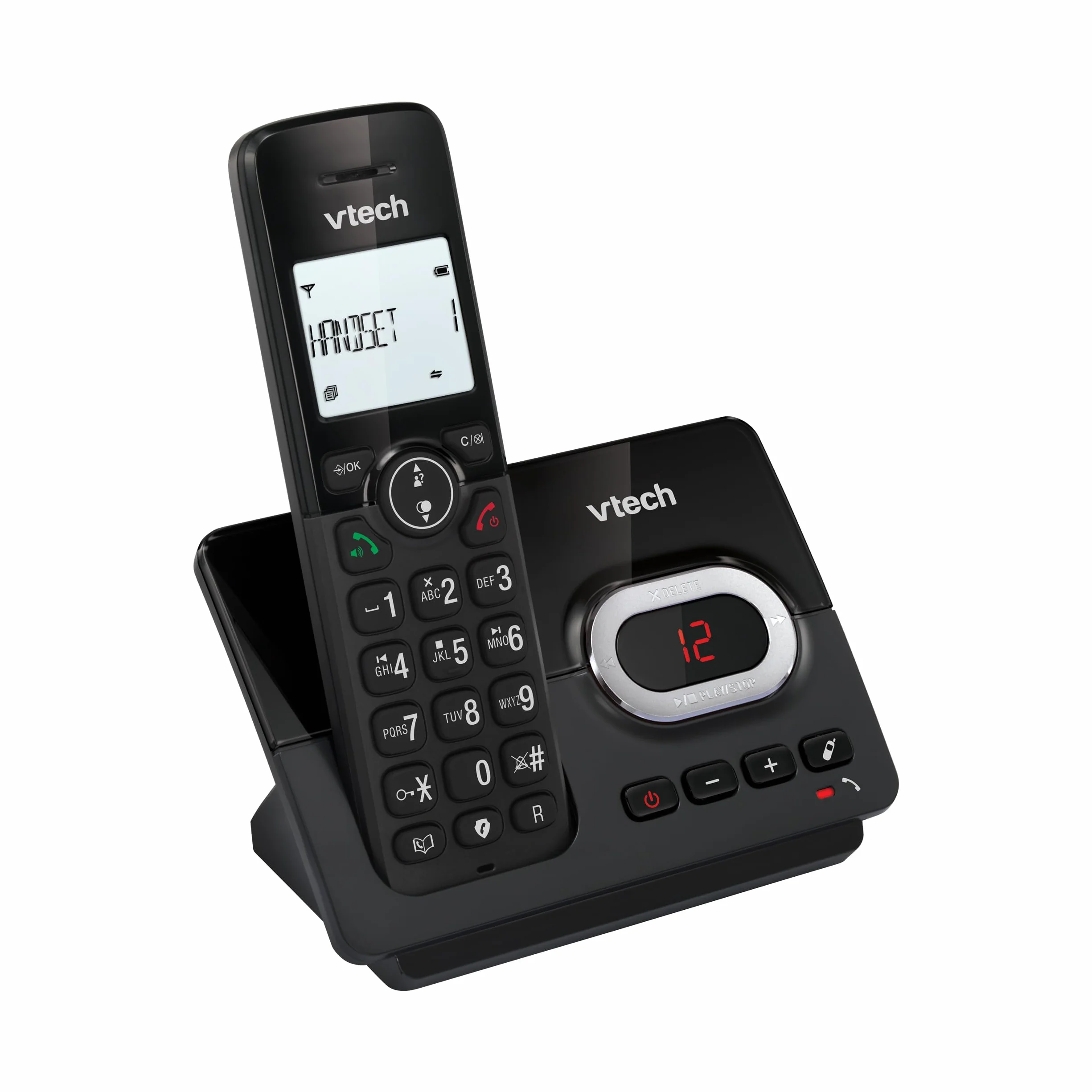 VTech CS2050 Telefon bezprzewodowy z automatyczną sekretarką, tryb Eco+, telefon dla seniorów, telefon bezprzewodowy, blokada połączeń, funkcja głośnomówiąca, duże przyciski, wyświetlacz 1-liniowy,