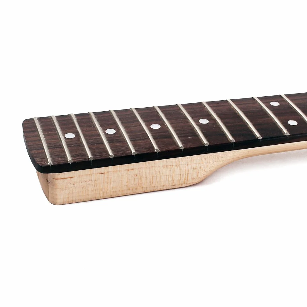 Alnicov Nielakierowana szyjka gitarowa z drewna klonowego, główka z 22 progami do gitary elektrycznej, część zamienna, białe kropki