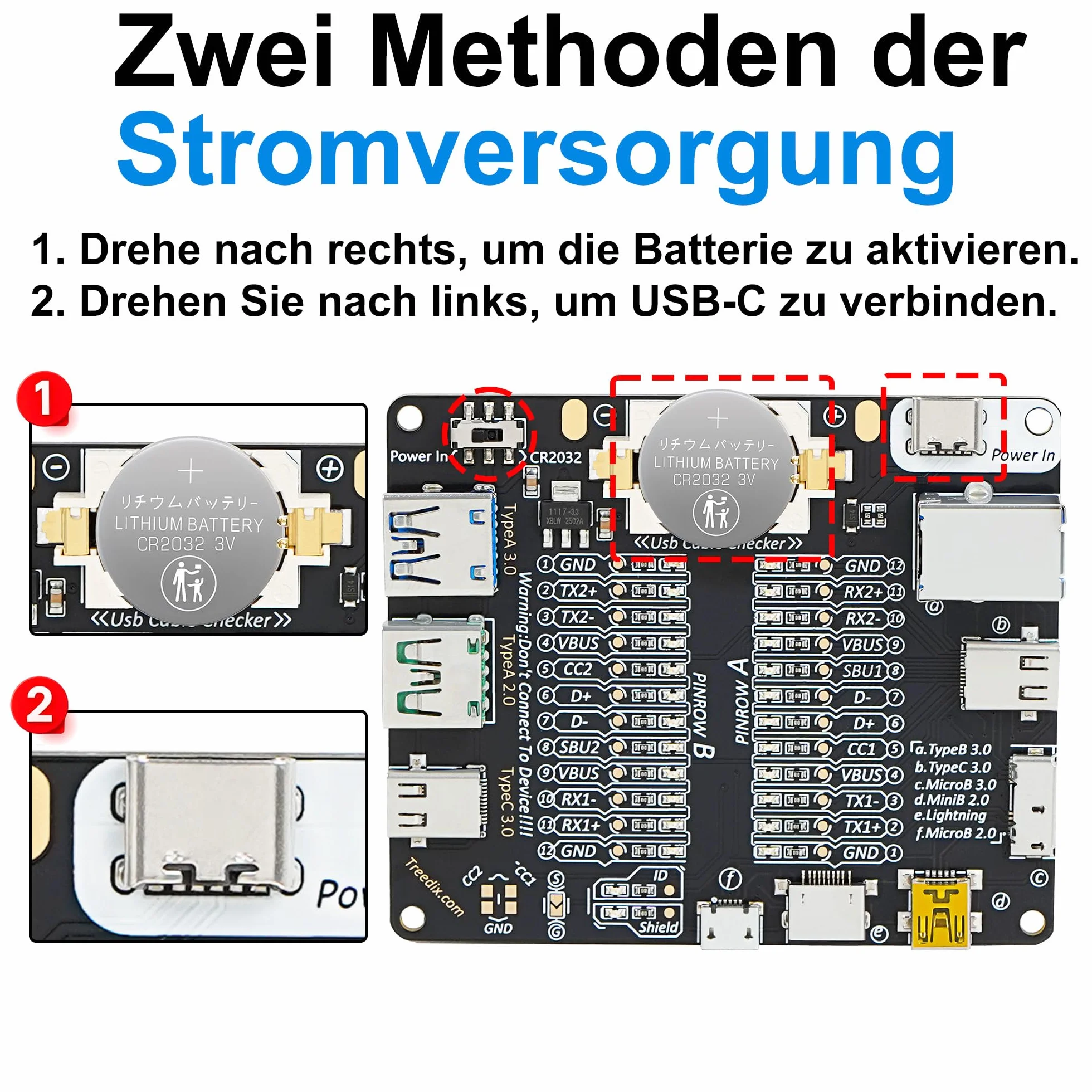 Treedix usb Tester - Płytka Kontrolna do Testowania Kabli
