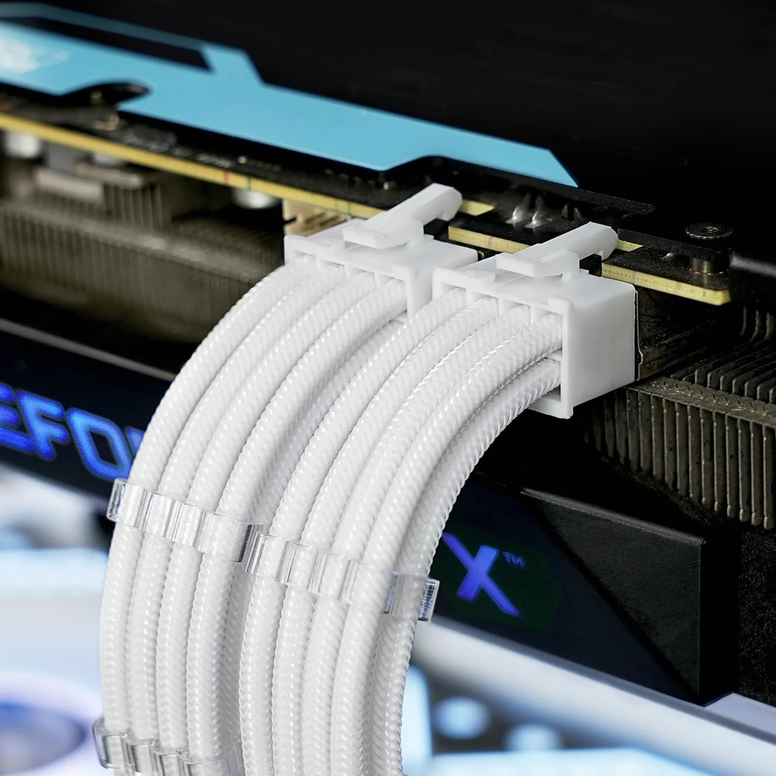 Sirlyr Perłowy biały zestaw przedłużaczy PSU, niestandardowy kabel zasilający z tuleją do PC Build 16AWG 24Pin ATX /8 (4+4) Pin EPS CPU kabel / 8 (6+2) Pin PCI-E GPU kable 6 szt. z kablem w zestawie