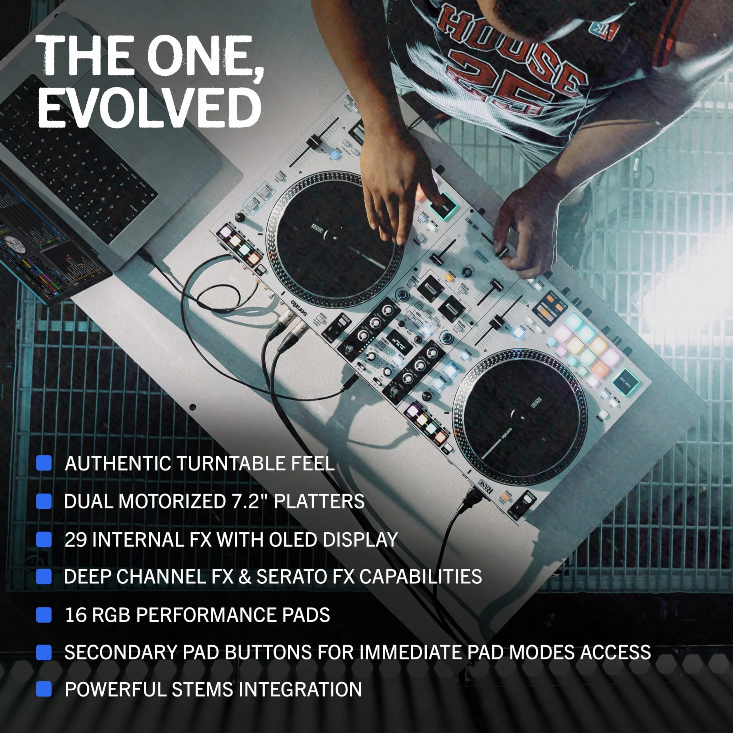 RANE ONE MKII – kontroler Serato DJ z napędem z 2 deckami, wewnętrznymi efektami, zaawansowaną kontrolą stemów dla scratchujących DJ-ów, do klubów i na imprezy