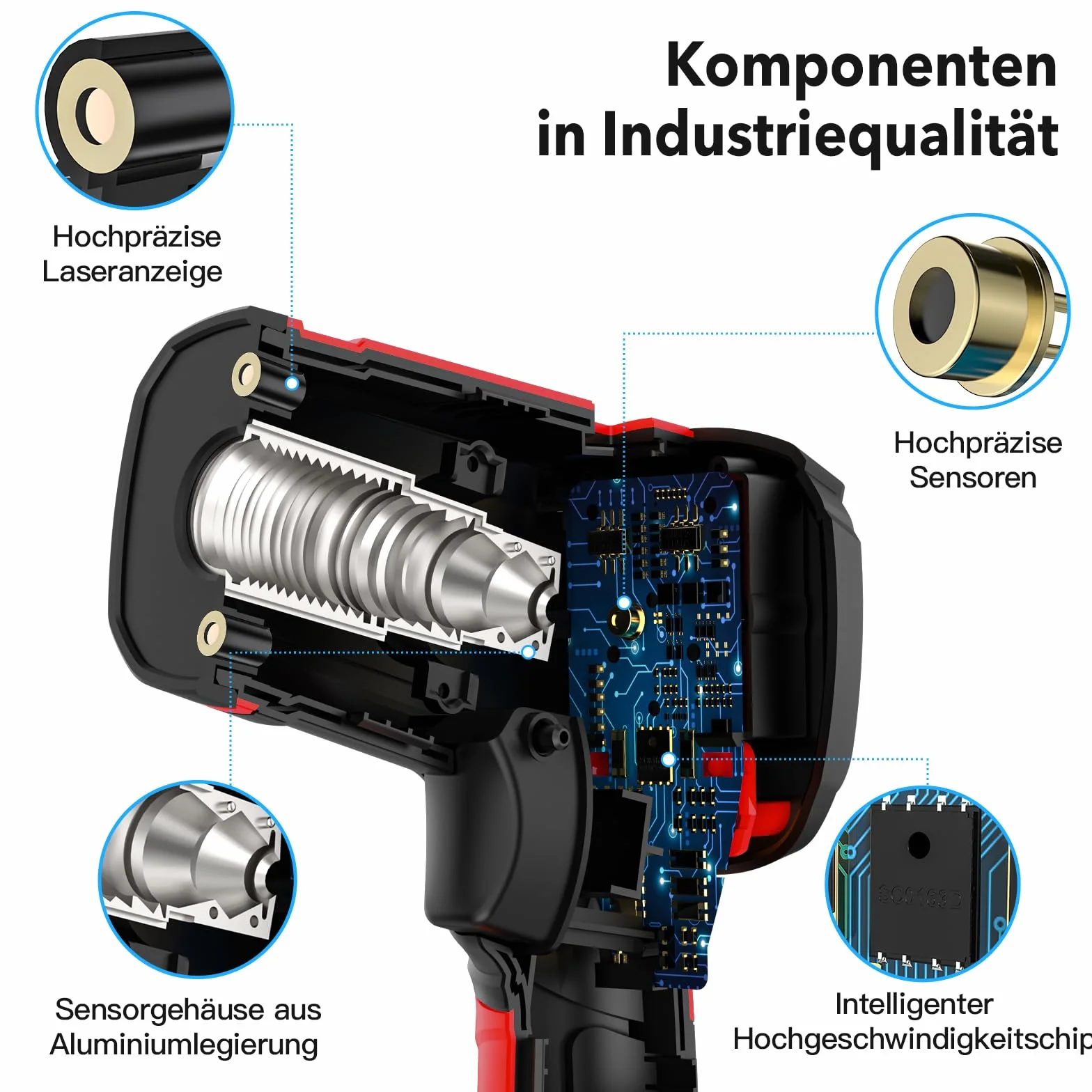 Termometru na Podczerwień Pirometr MESTEK 50:1 Pistolet Temperaturowy, -40℃ do 1600℃ Termometr Laserowy z Kolorowym LCD do Przemysłowego Wytopu Metali Kucia HVAC,Regulowana Emisyjność