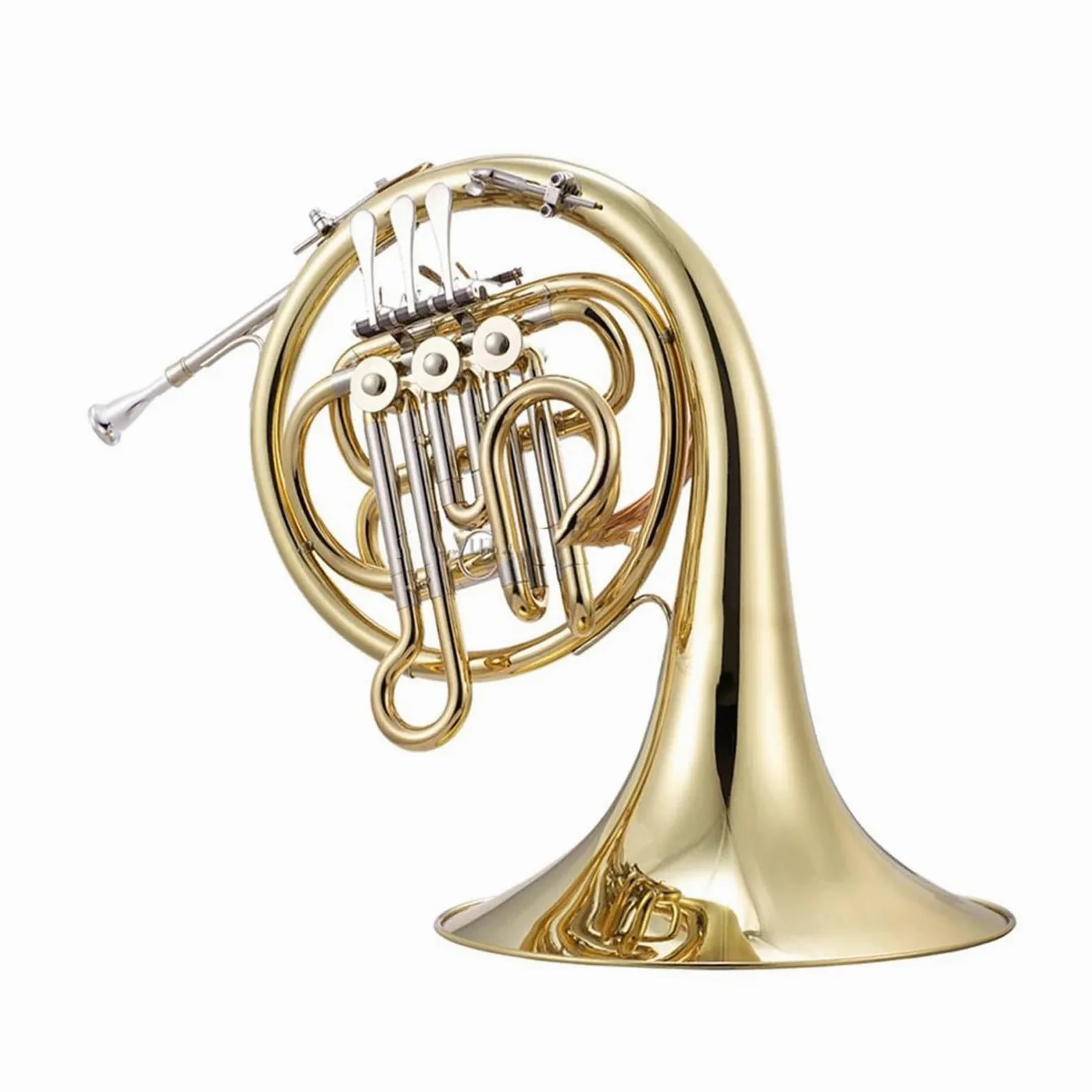 Instrument Muzyczny Waltornia Złoty Lakier Róg Francuski Poziom Profesjonalny Klucz BB Materiał Mosiężny Obrotowy Zawór Tłokowy Płócienna Obudowa