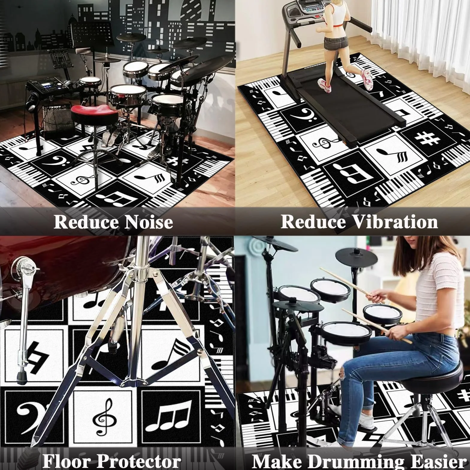 Dywan perkusyjny, mata perkusyjna, antypoślizgowy dźwiękoszczelny dywan 120 x 90 cm, profesjonalny prostokątny elektroniczny zestaw perkusyjny jazzowy, dywan perkusyjny do ochrony podłogi