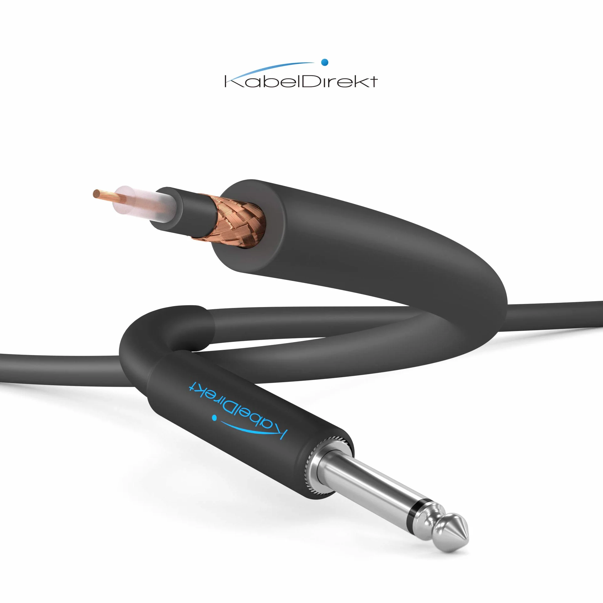 KabelDirekt – Mono przewód instrumentalny/do gitary, 6,3 mm – 5m (przewód audio służący do podłączania gitary elektrycznej czy basowej albo keyboardu do wzmacniacza) – PRO Series