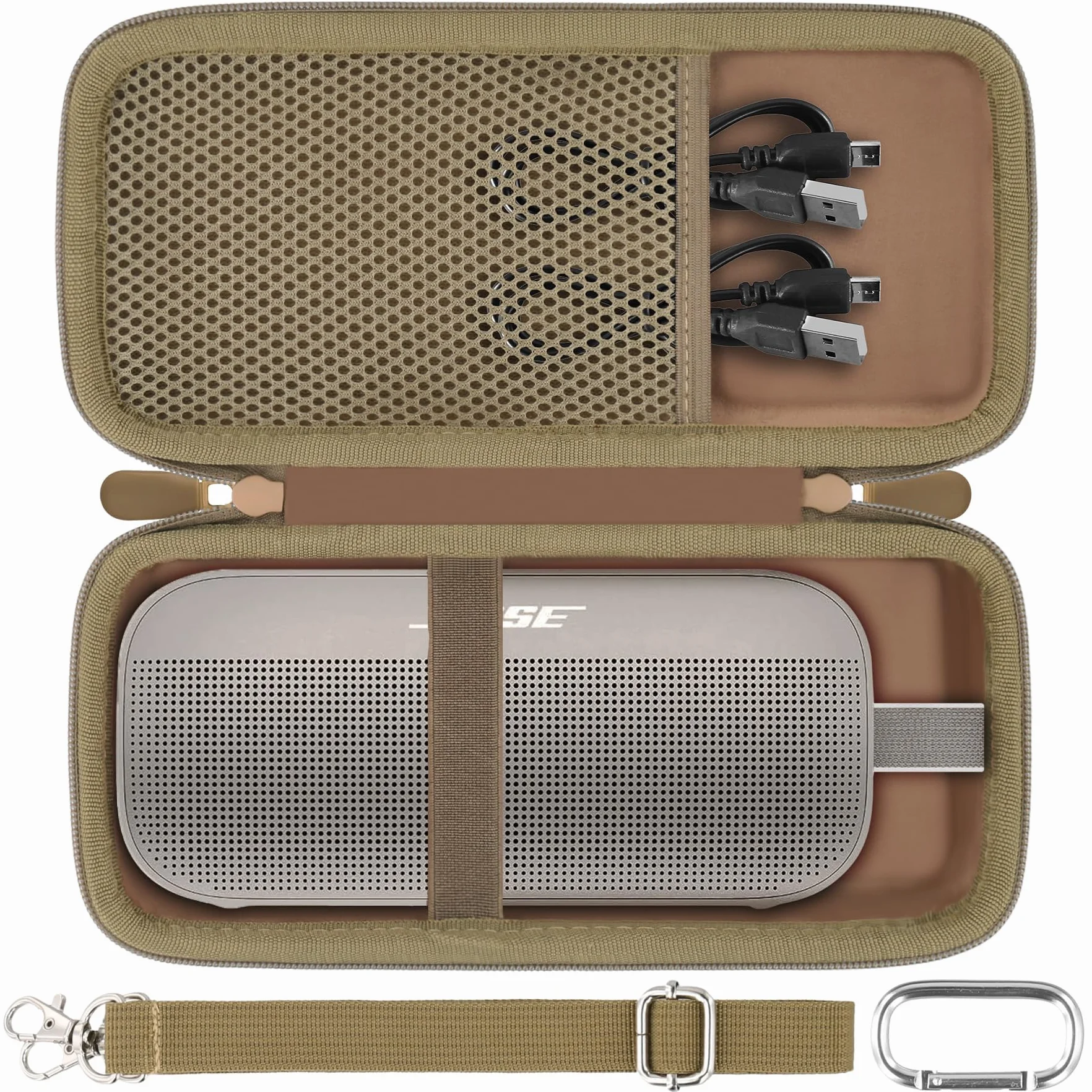 co2CREA Twarde zamienne etui podróżne do przenośnego głośnika Bluetooth Bose New SoundLink Flex 2. generacji/ Bose SoundLink Flex (brązowe)
