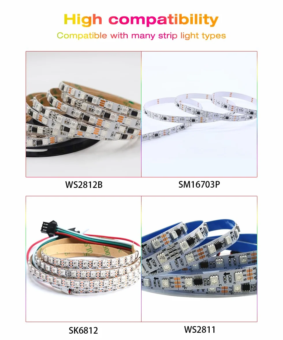 GLEDOPTO WLED Digital Strip Light Controller WiFi DC5-24 V obsługa WS2812 2811 SK6812 i inne RGB RGBW Strip Lights 800 IC DIY