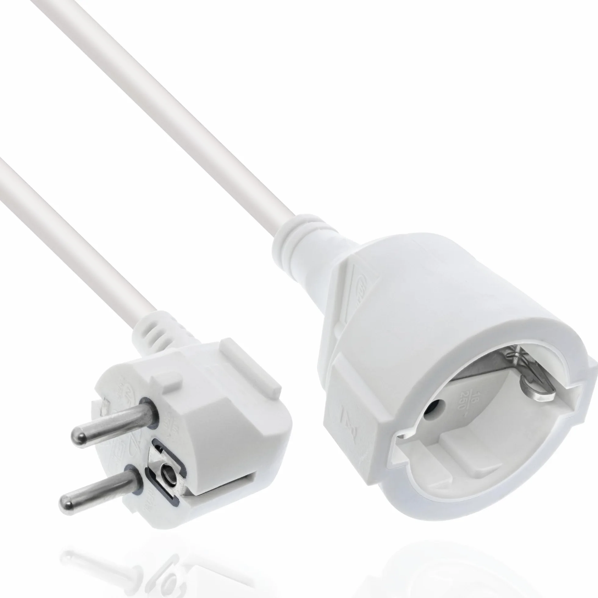 InLine 16401U przedłużacz, kabel zasilający, 1,5 m, wtyczka z zestykiem ochronnym, zagięta/gniazdo, do wnętrz, zwiększona ochrona przed dotykiem, kolor biały
