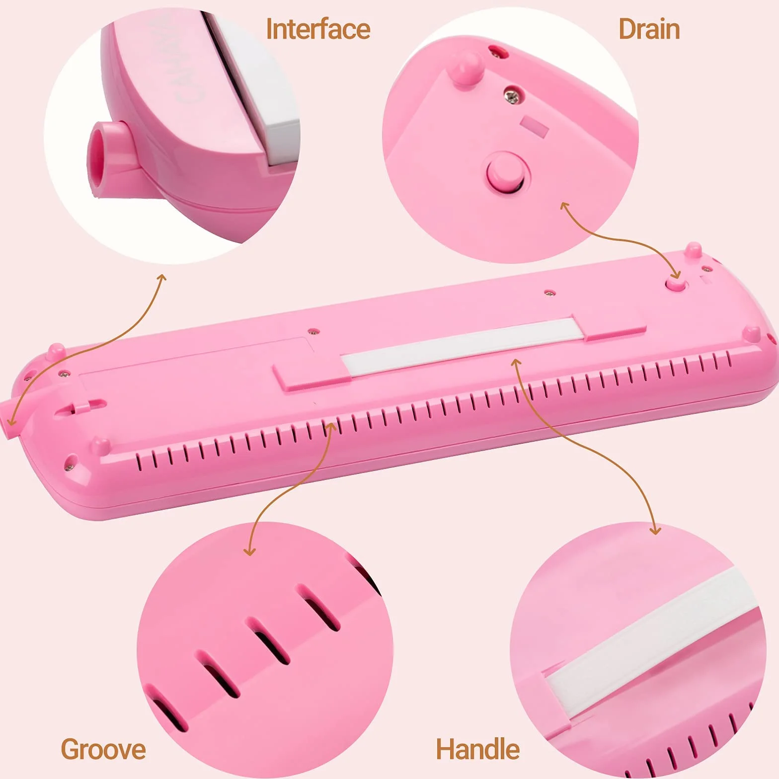 CAHAYA Melodica Instrument Melodica z 32 przyciskami, z torbą do przenoszenia, odpowiedni dla początkujących, studentów, prezent muzyczny dla chłopców i dziewczynek, różowy CY0050-3