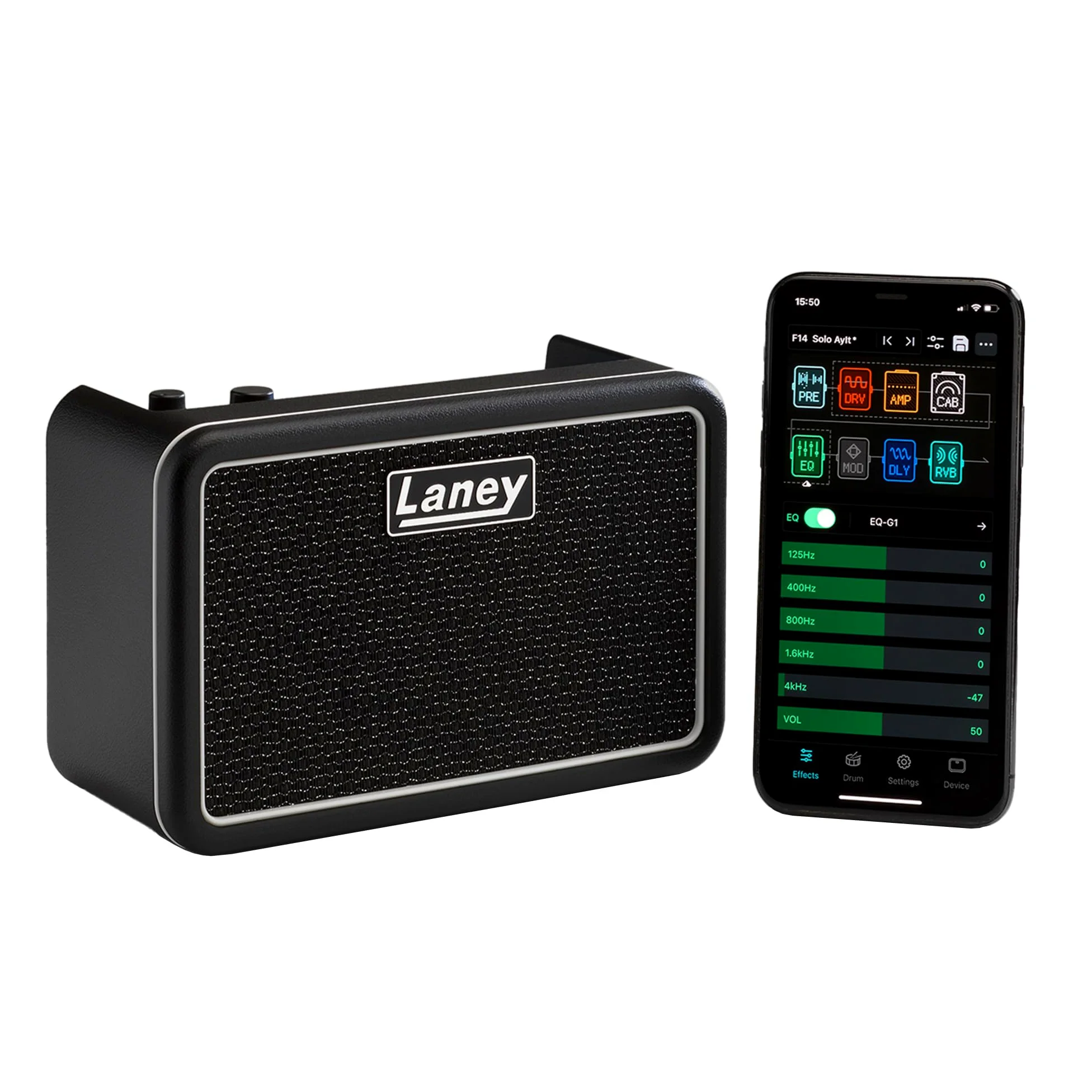 Laney PRISM MINI przenośny inteligentny wzmacniacz gitarowy, sterowany aplikacją wzmacniacz treningowy ze 100 ustawieniami, modele 17 A, 32 efekty, wbudowany tuner, bateria 14-godzinna, do gitary