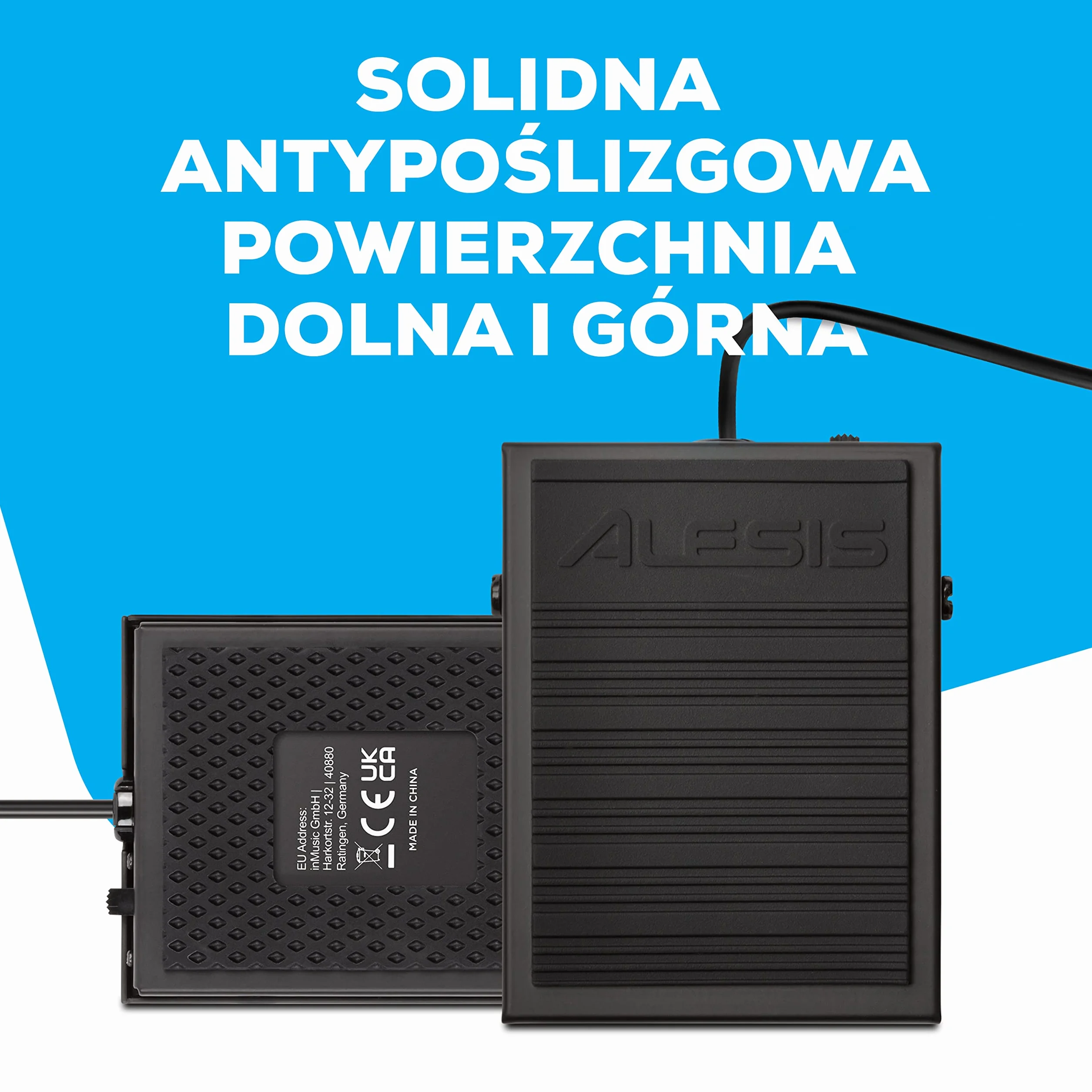 Alesis ASP-1 Uniwersalny Pedał Sustain MKII i Nożny Przełącznik Chwilowy z Kablem 1.5 m i Antypoślizgową Podstawą