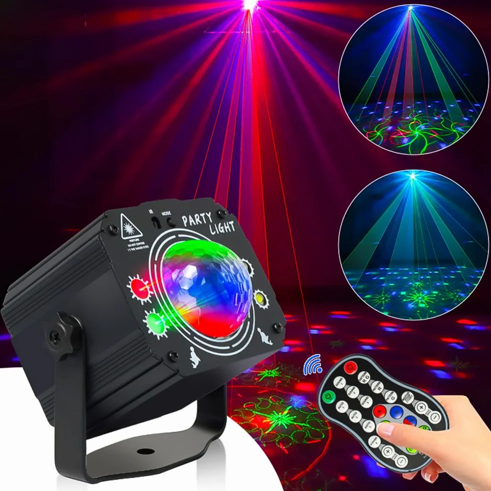 URAQT Kula dyskotekowa, światło imprezowe z pilotem zdalnym, 60 trybów, sterowanie muzyką, kabel USB 2 m, 360° RGB, oświetlenie imprezowe do klubu