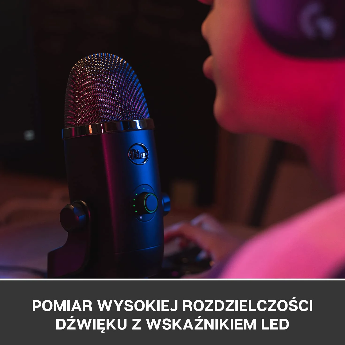 Blue Yeti X Professional Mikrofon Kondensacyjny USB do PC, Mac, Gamingu, Nagrywania, Streamingu, Podcastów na PC, Mikrofon z Funkcją High-Res Metering, Oświetleniem LED, Efekty Blue VO!CE - Czarny