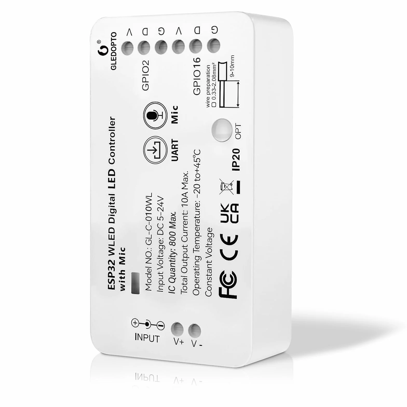 Kontroler WLED, kontroler ESP32, WLED Digital Strip Light Controller z funkcją MIC, GL-C-010WL-D Addressable Strip z mikrofonem WS2811 2812B 2813 2815/GS8208/SM16703P SK6812 /TM1814