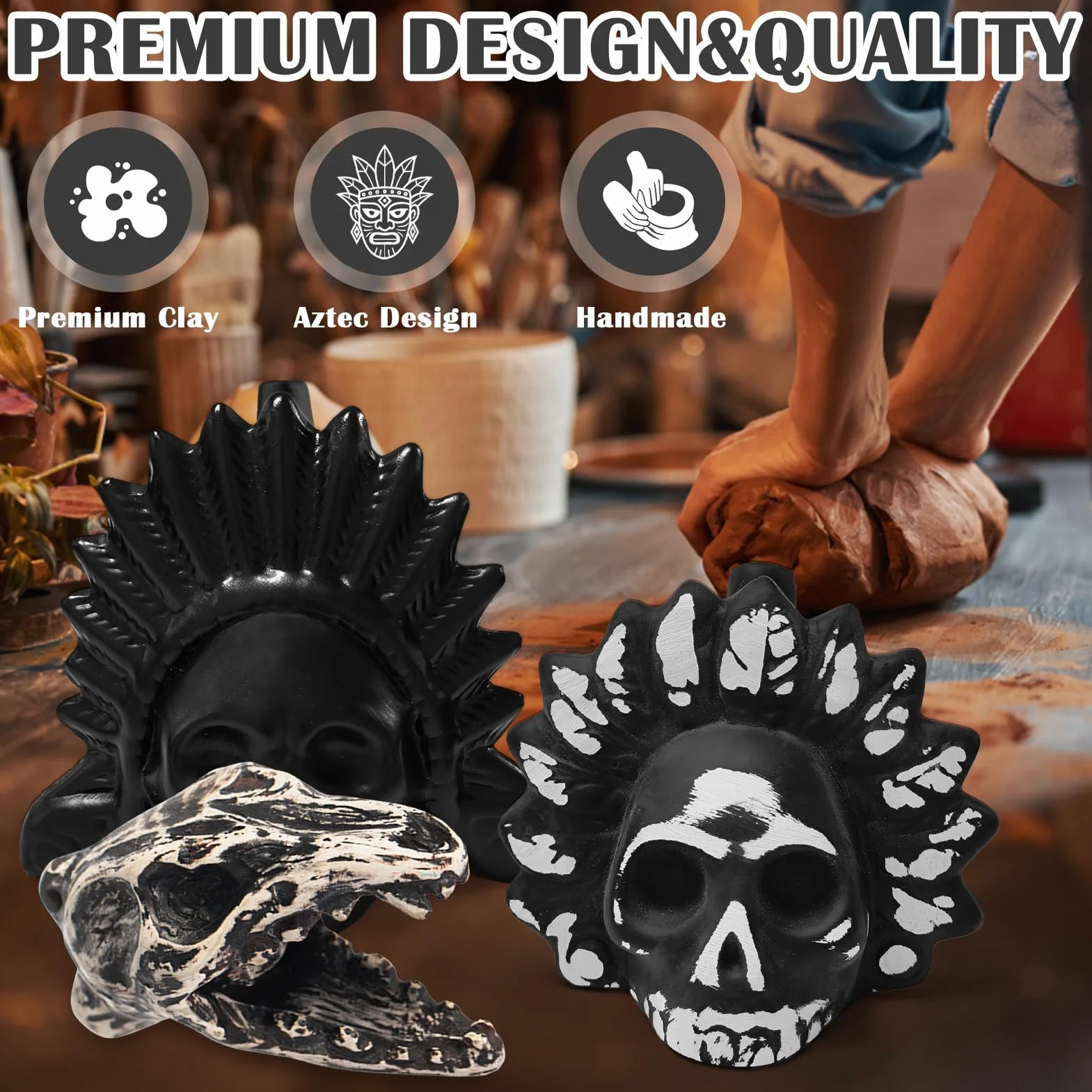 Aztecka gwizdek śmierci, gwizdek Aztec Death Whistle z autentycznymi ludzkimi krzykami, bardzo głośna gwizdek wojenny, przy ponad 125 decybelach, dekoracja z horroru na Halloween i Dzień Zmarłych (G)