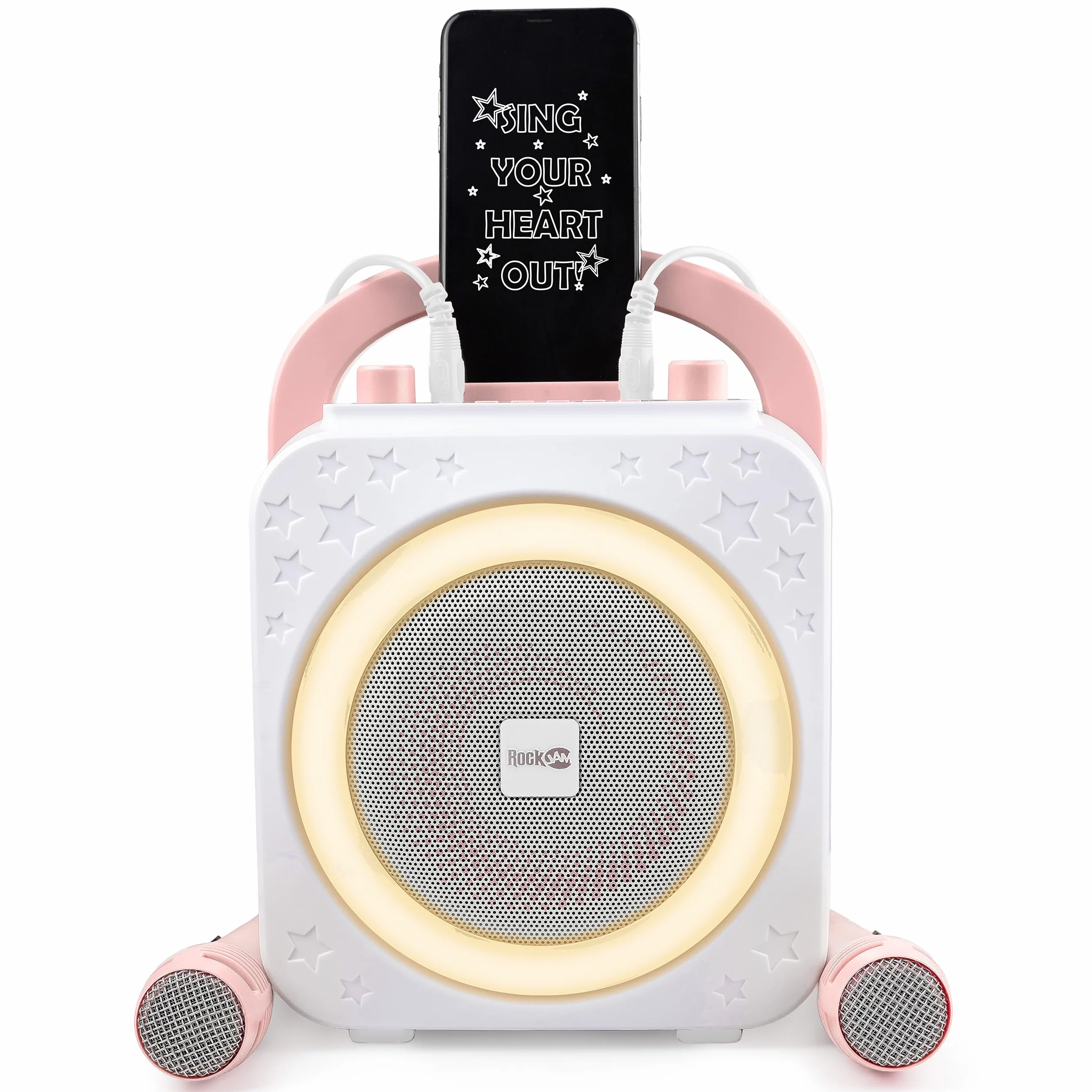 RockJam Ring urządzenie do karaoke Bluetooth z dwoma mikrofonami
