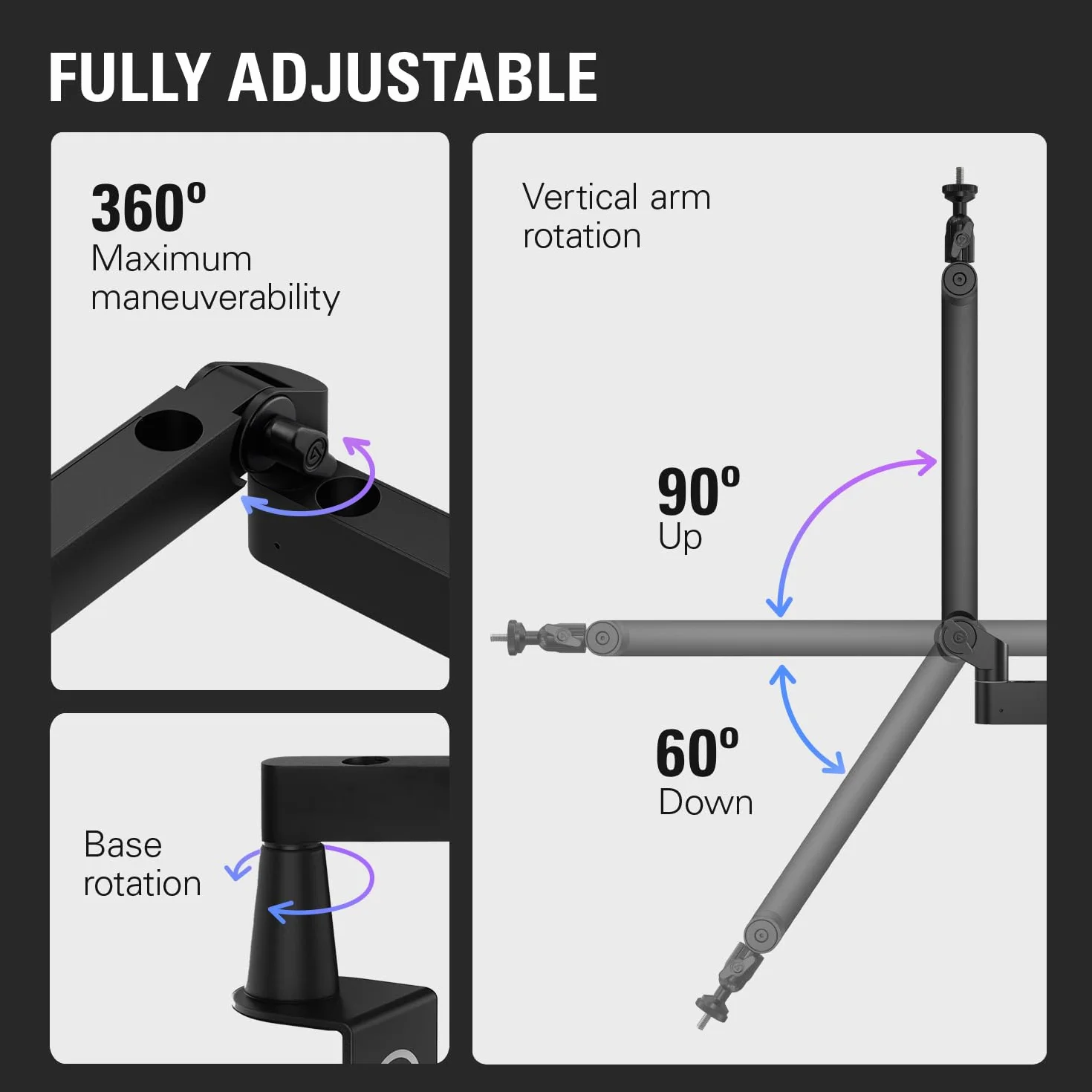 Elgato Wave Mic Arm LP niskoprofilowe ramię mikrofonu premium, system zarządzania kablami, zacisk stołowy, regulacja