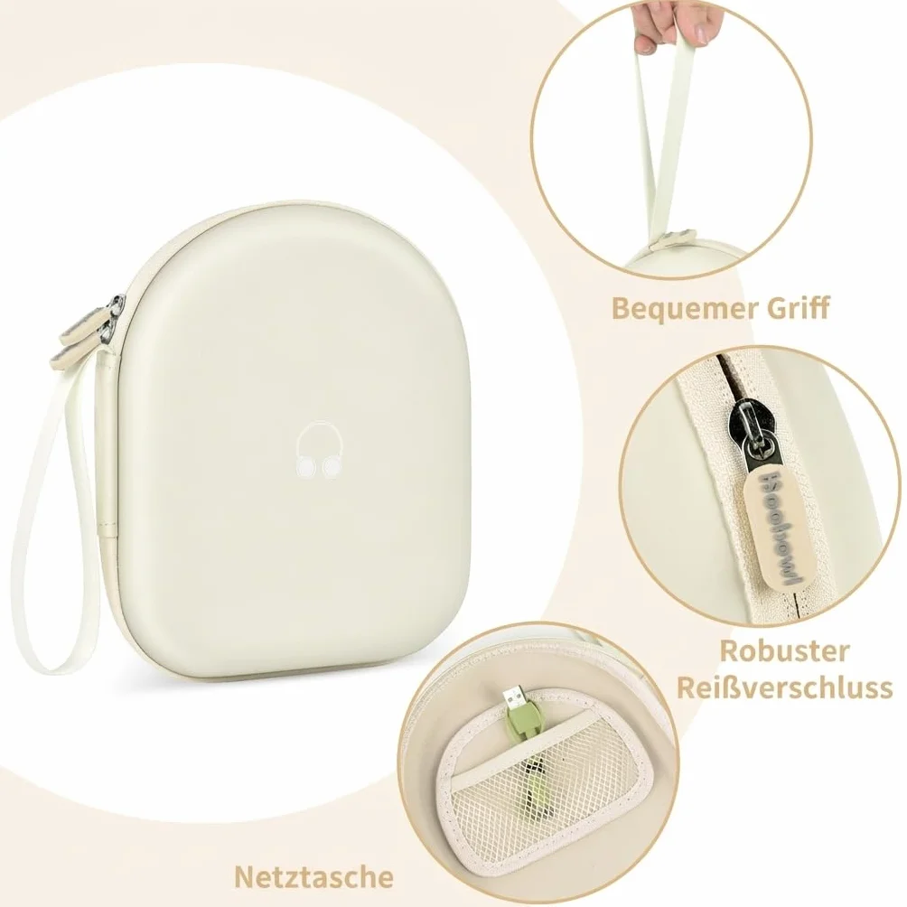 Etui na słuchawki kompatybilne z JBL Tune 510BT/ do Sony WH-CH520/ 520BT/ T570BT/BK bezprzewodowe słuchawki nauszne, etui ochronne Bluetooth, kabel (tylko pudełko) (beżowe)
