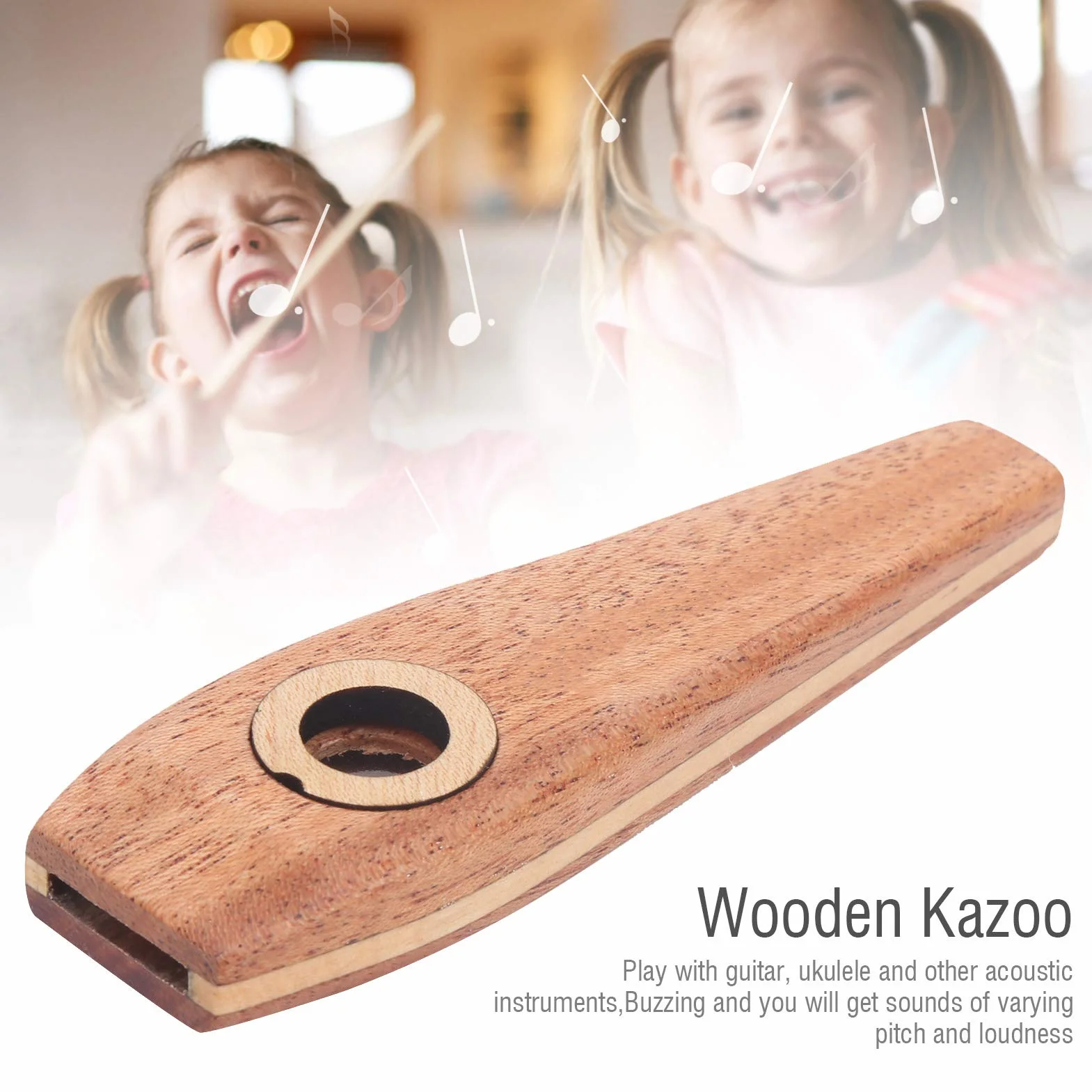Drewniany kazoo, piękny duży drewniany flet kazoo, przydatny dla miłośników muzyki w klubie muzycznym dla początkujących do występów na świeżym powietrzu