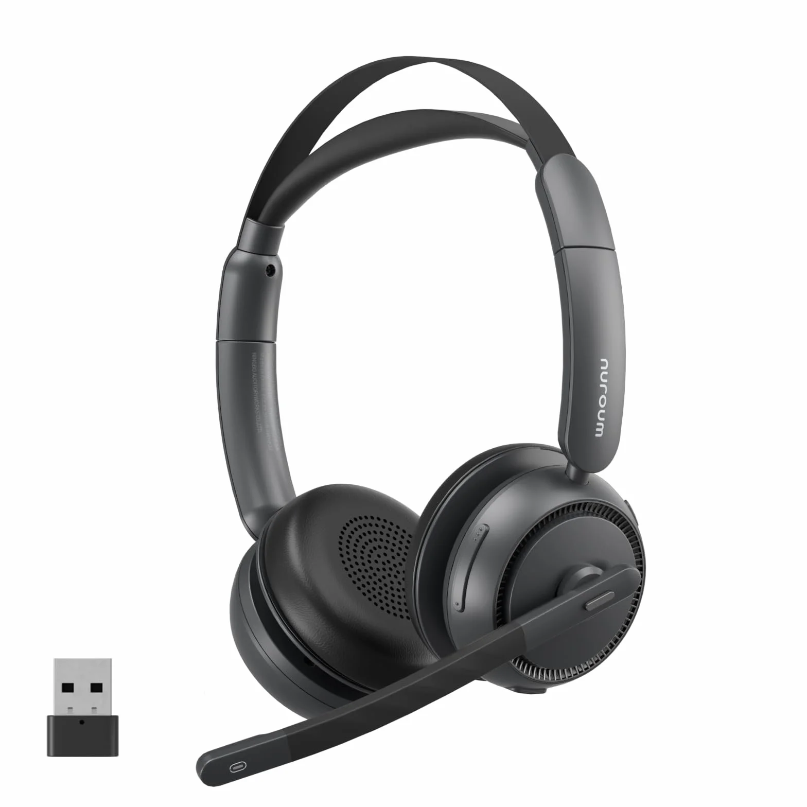 Nuroum HP31DU(2. generacji) zestaw słuchawkowy Bluetooth z mikrofonem, bezprzewodowy mikrofon z redukcją szumów do rozmów telefonicznych z podwójnym połączeniem z wyciszeniem/USB Dongle, czas pracy 45