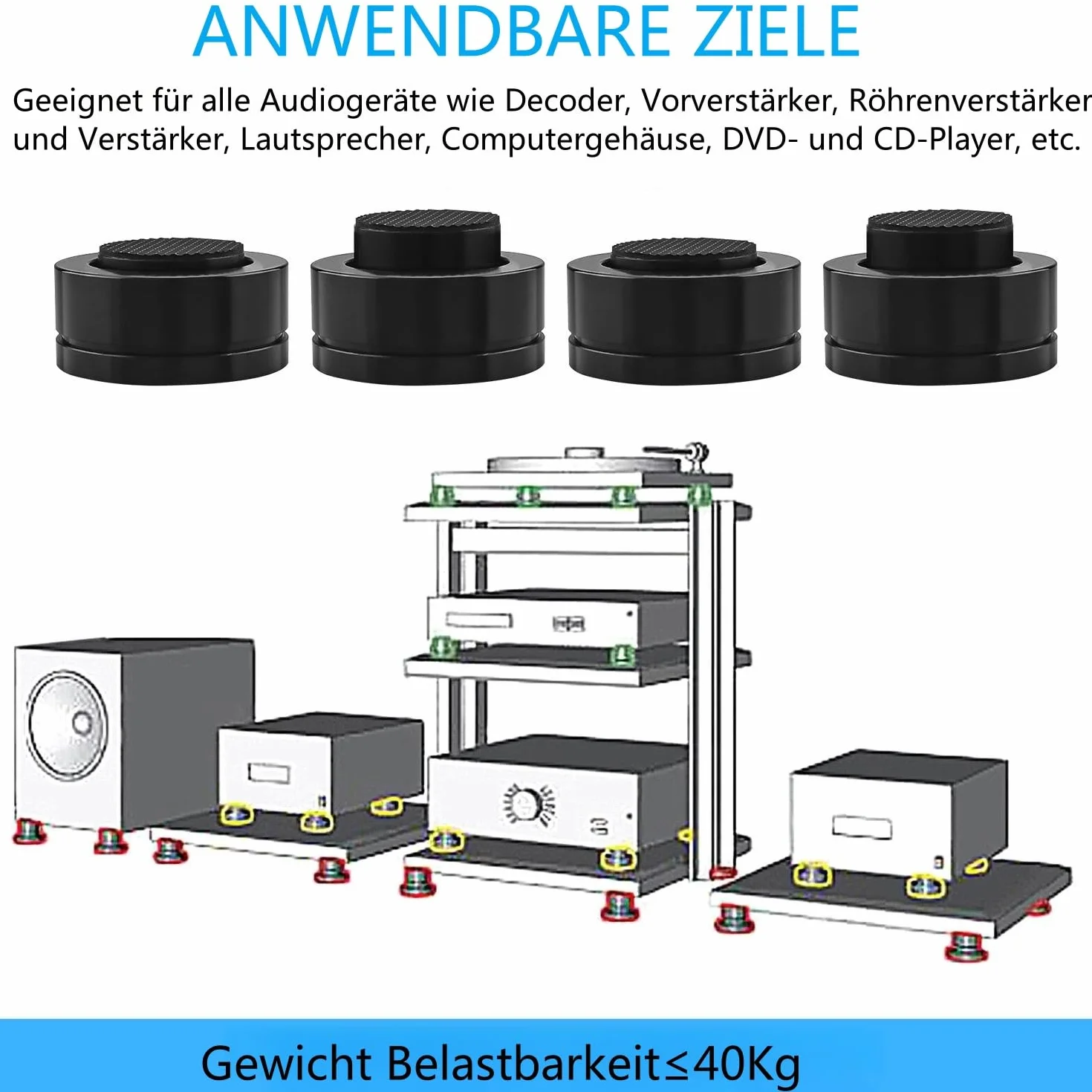 4 sztuki nóżek głośnika HiFi 39 x 23 mm uchwyt na głośnik stopka regulowana izolacja nóżka głośnik kolce wzmacniacz głośnik kolce DAC + podkładki bazowe akcesoria