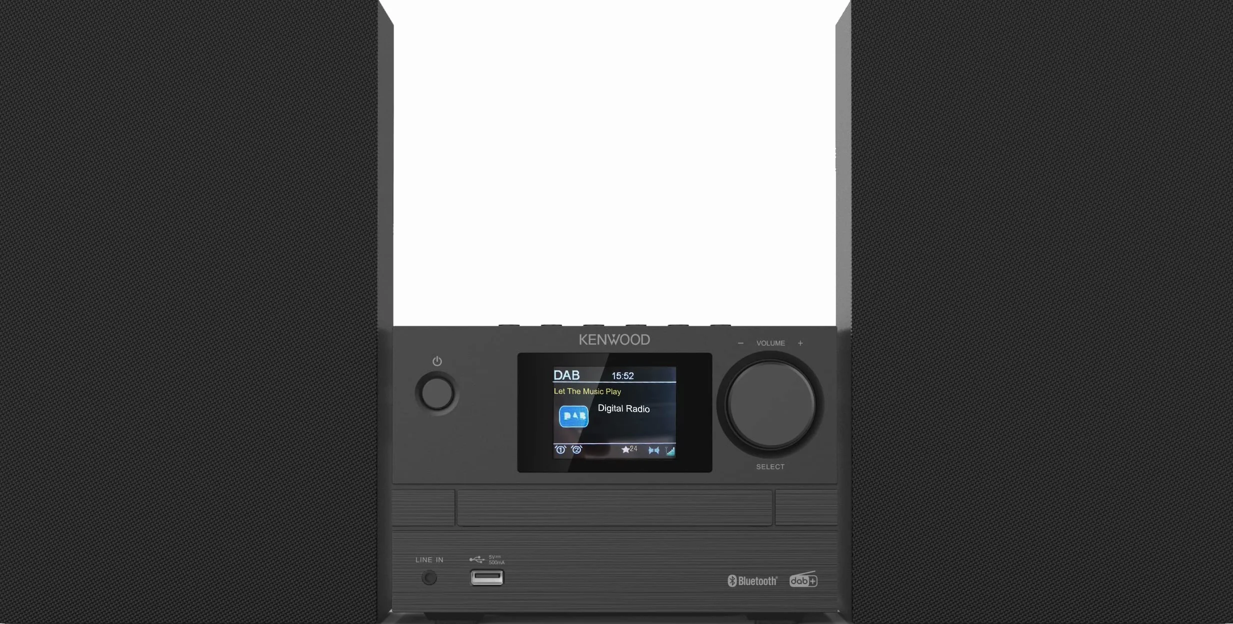 Kenwood M-525DAB - Micro system HiFi z CD, USB, DAB+ i Bluetooth strumieniowe przesyłanie strumieniowe audio, kolorowy wyświetlacz TFT 6,1 cm, pilot zdalnego sterowania
