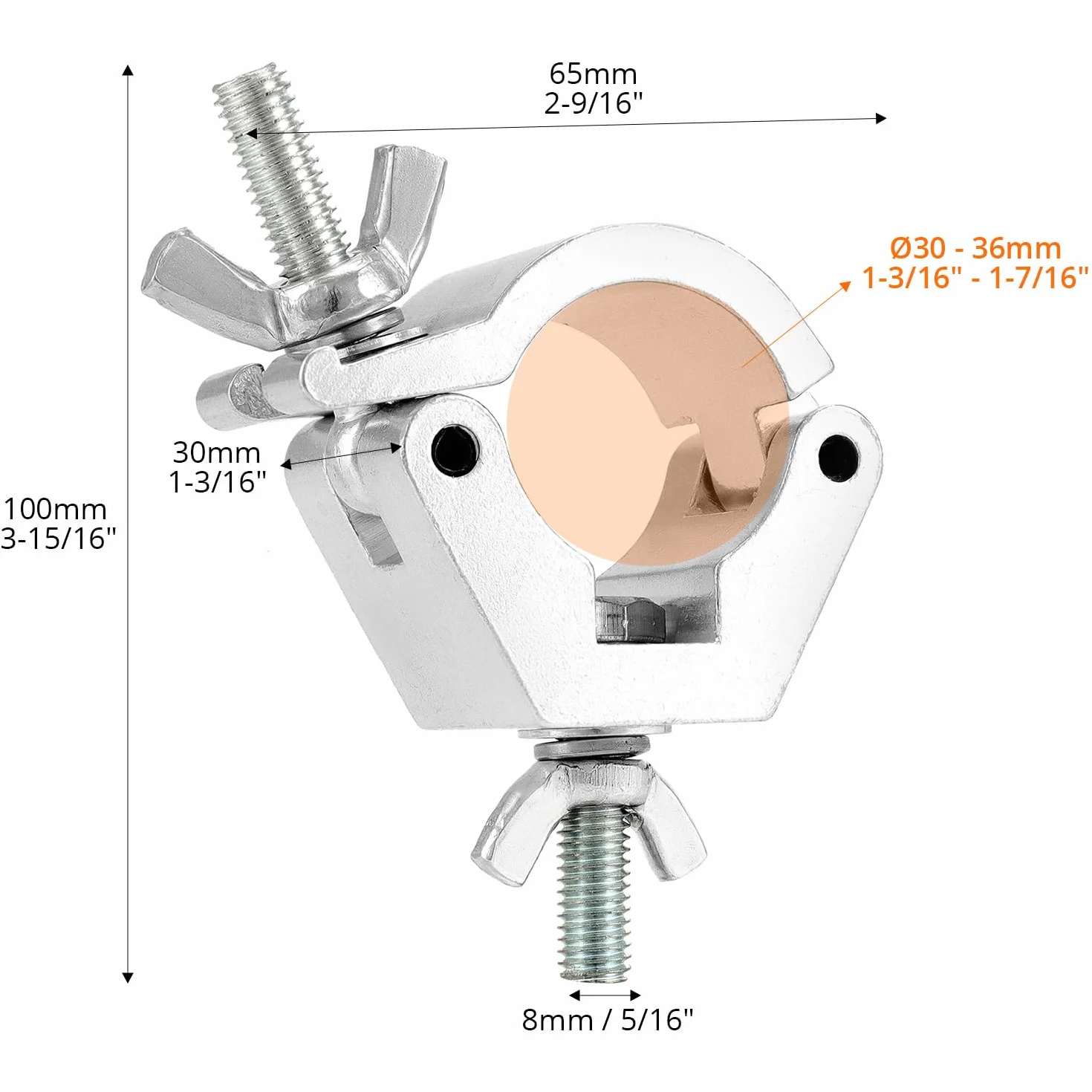 QWORK zaciski poprzeczne 30-36 mm udźwig 100 kg ze stopu aluminium