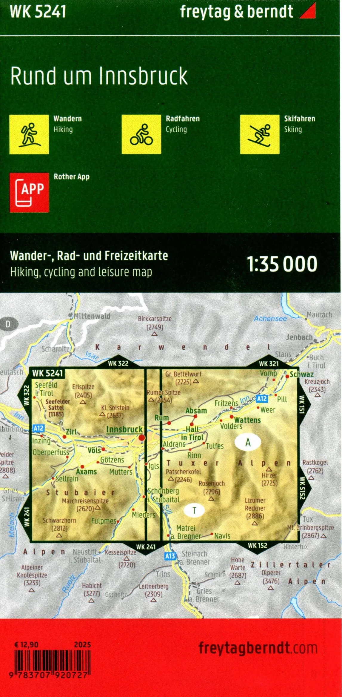 freytag & berndt Wanderkarte WK 5241 Rund um Innsbruck 1:35.000: mit App, Wasserfest und reißfest