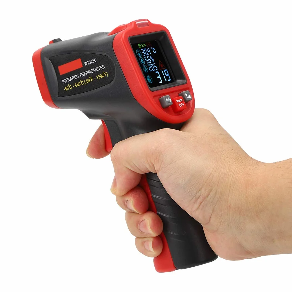WT323C -50℃ -650 ℃ termometr przemysłowy, termometr na podczerwień, ręczny tester temperatury, dokładność pomiaru 0,1 (nie nadaje się do pomiaru temperatury ciała)