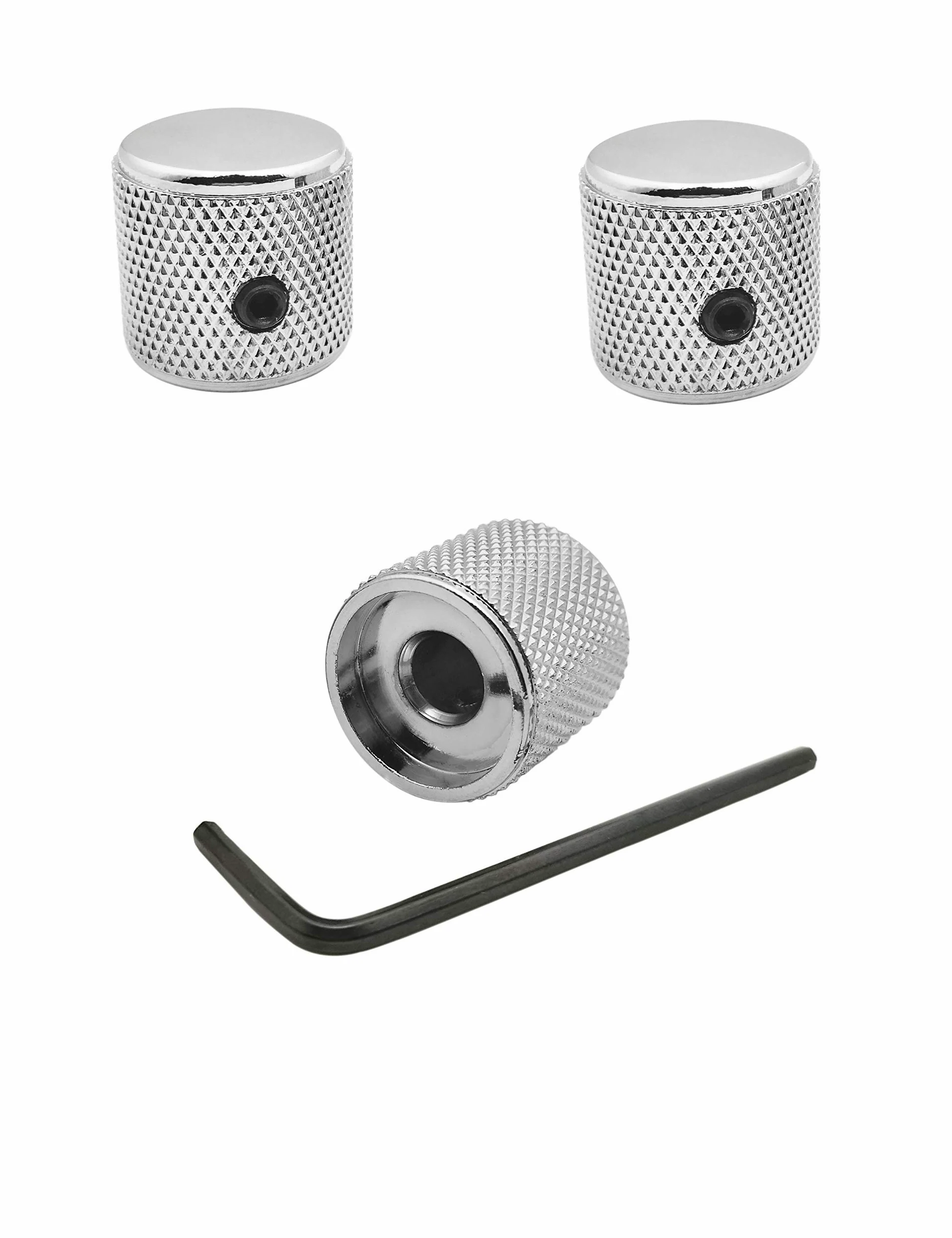 Guyker 3 szt. Guitar Control Knobs for 1/4"(6.4mm) Dia. Shaft Pots - Gałka do potencjometru kopułowego kompatybilna z Fender Telecaster Tele Style Gitara elektryczna lub Precision Bass (Chrome)