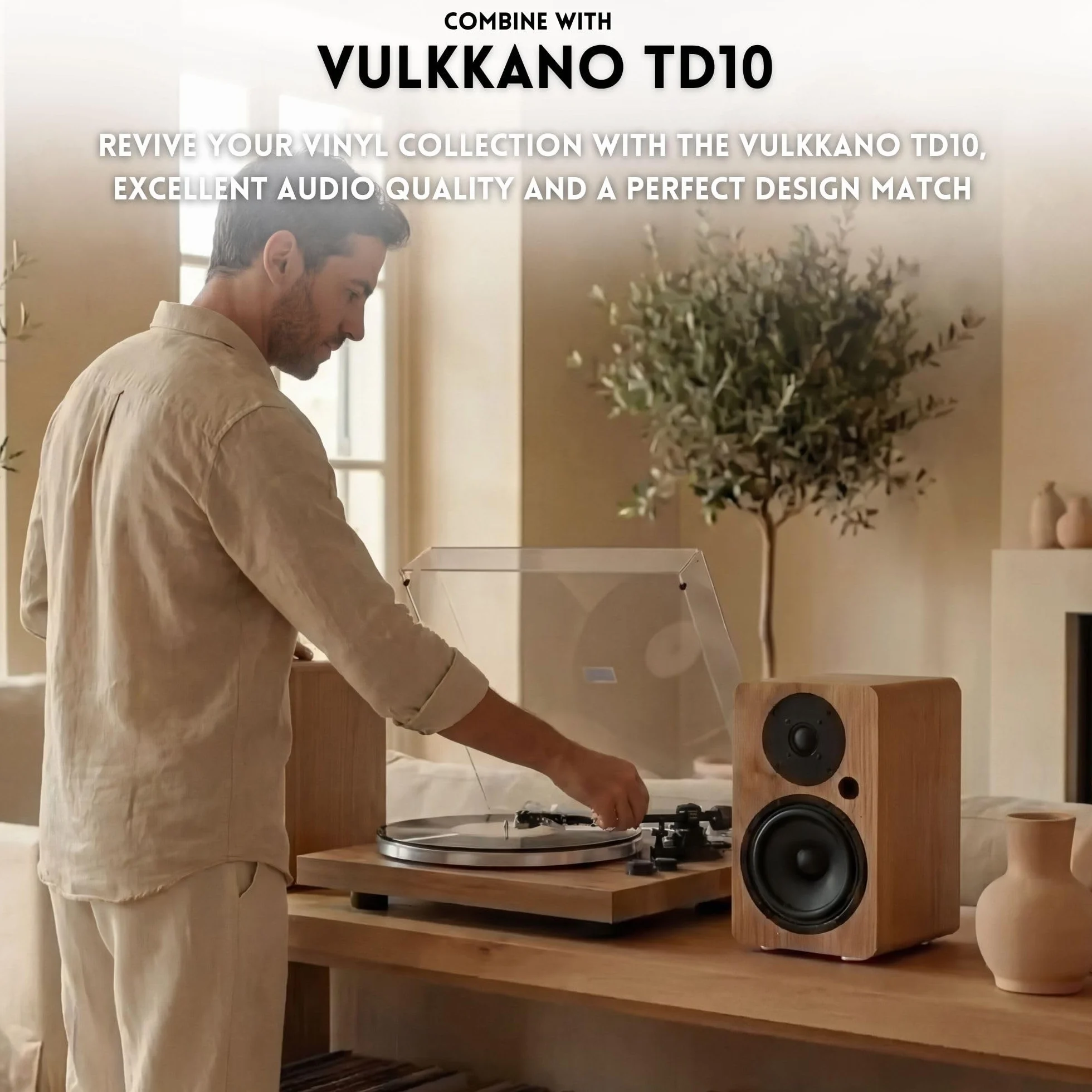 VULKKANO A5 ARC MKII 5,25" głośniki z głośnikiem niskotonowym, Bluetooth 5.0, HDMI ARC, Optica, RCA, USB, z wyjściem subwoofera, głośniki telewizyjne o eleganckim wyglądzie, kolor brązowy