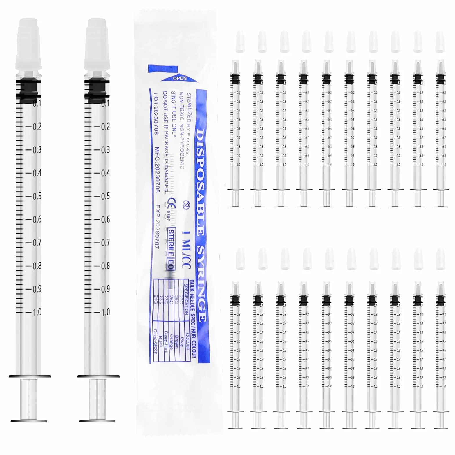 20 sztuk strzykawek 1 ml bez igieł, do napełniania i pomiaru płynów, laboratoriów naukowych, karmienia zwierząt