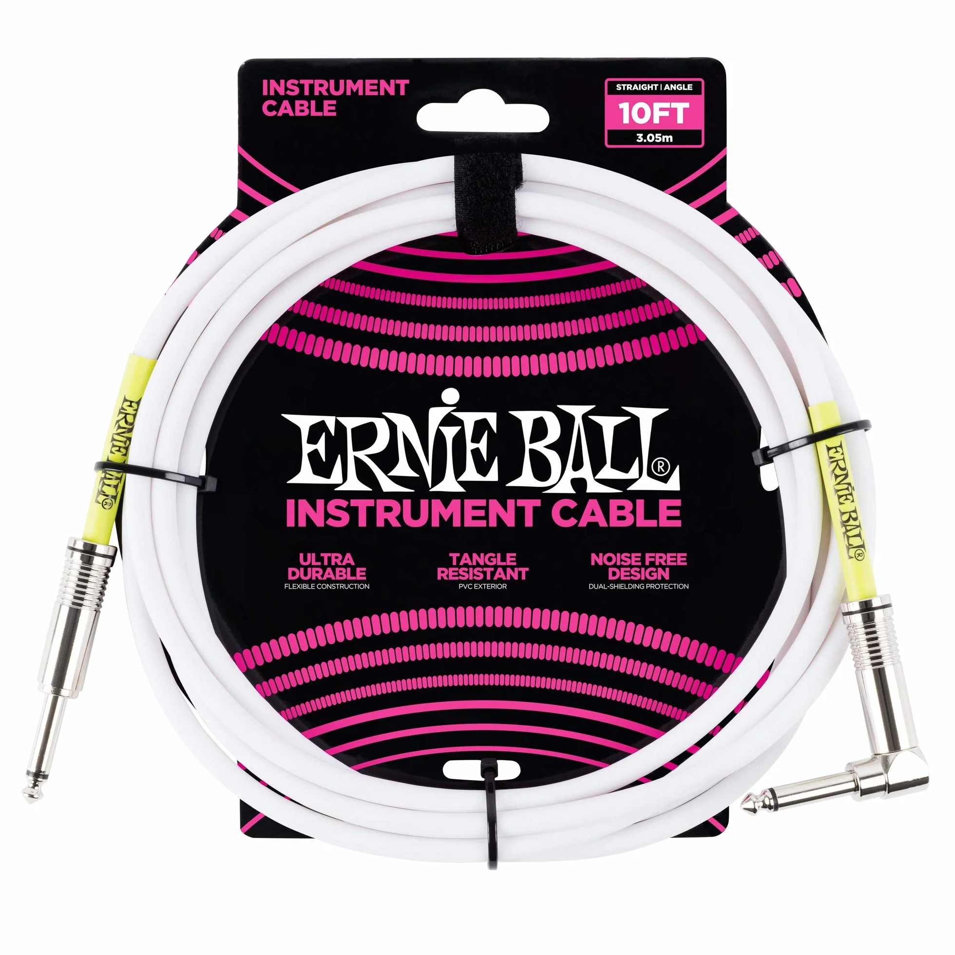 Ernie Ball 10' prosty/kątowy kabel instrumentalny - biały