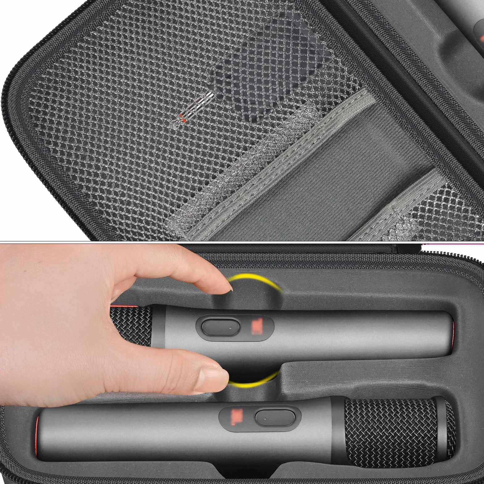 Boobowl Etui na mikrofon Bluetooth, kompatybilne z JBL PartyBox Wireless Mic J2X, przenośny mikrofon do wielokrotnego ładowania, odbiornika, adaptera (tylko torba), szary, przechowywanie
