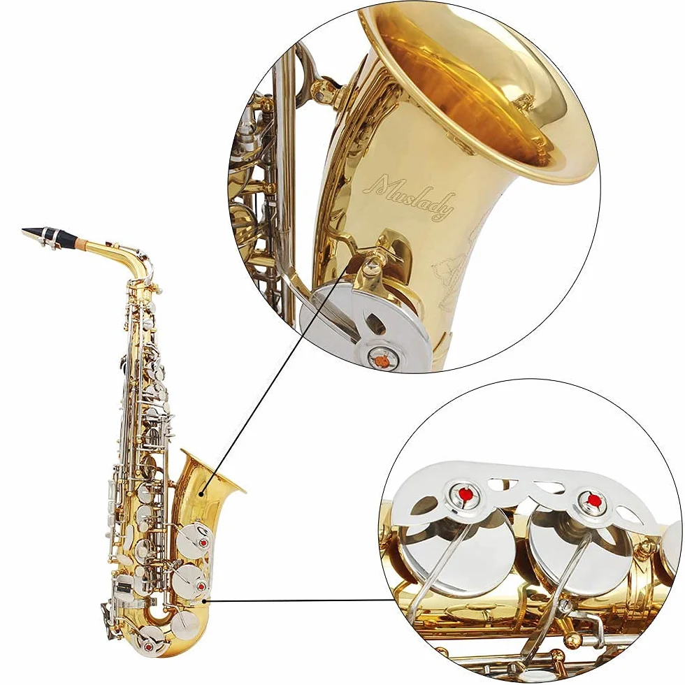 Btuty Saksofon altowy błyszczący mosiądz grawerowany Eb E-Flat naturalna biała muszla przycisk instrument dęty z etui wyciszone rękawice ściereczka do czyszczenia szczotka do paska