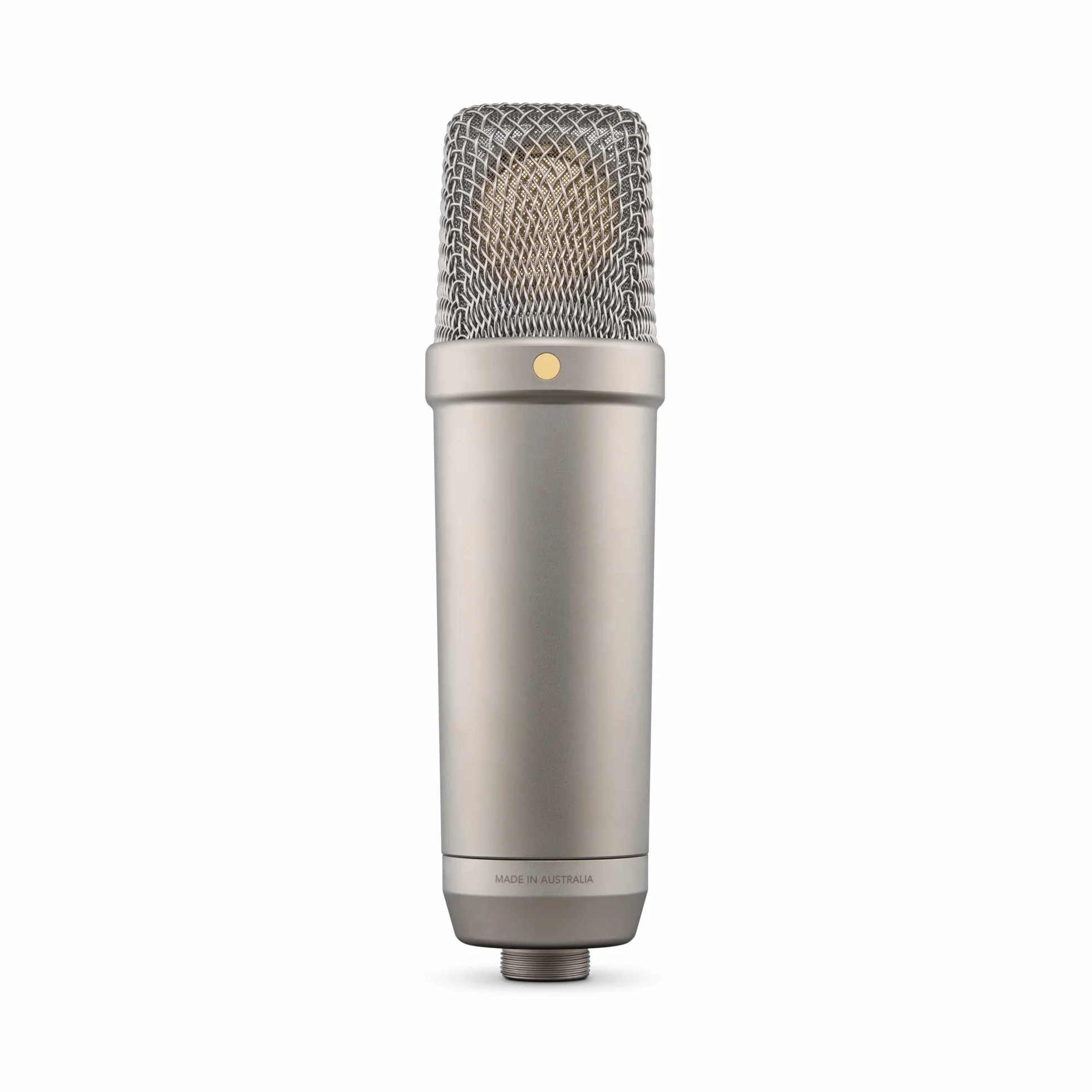 RØDE Studyjny mikrofon pojemnościowy NT1 5. generacji z dużą membraną, wyjściami XLR i USB, mocowaniem antywstrząsowym oraz pop filtrem do produkcji muzycznej, nagrywania wokalu i podcastów, Srebrny