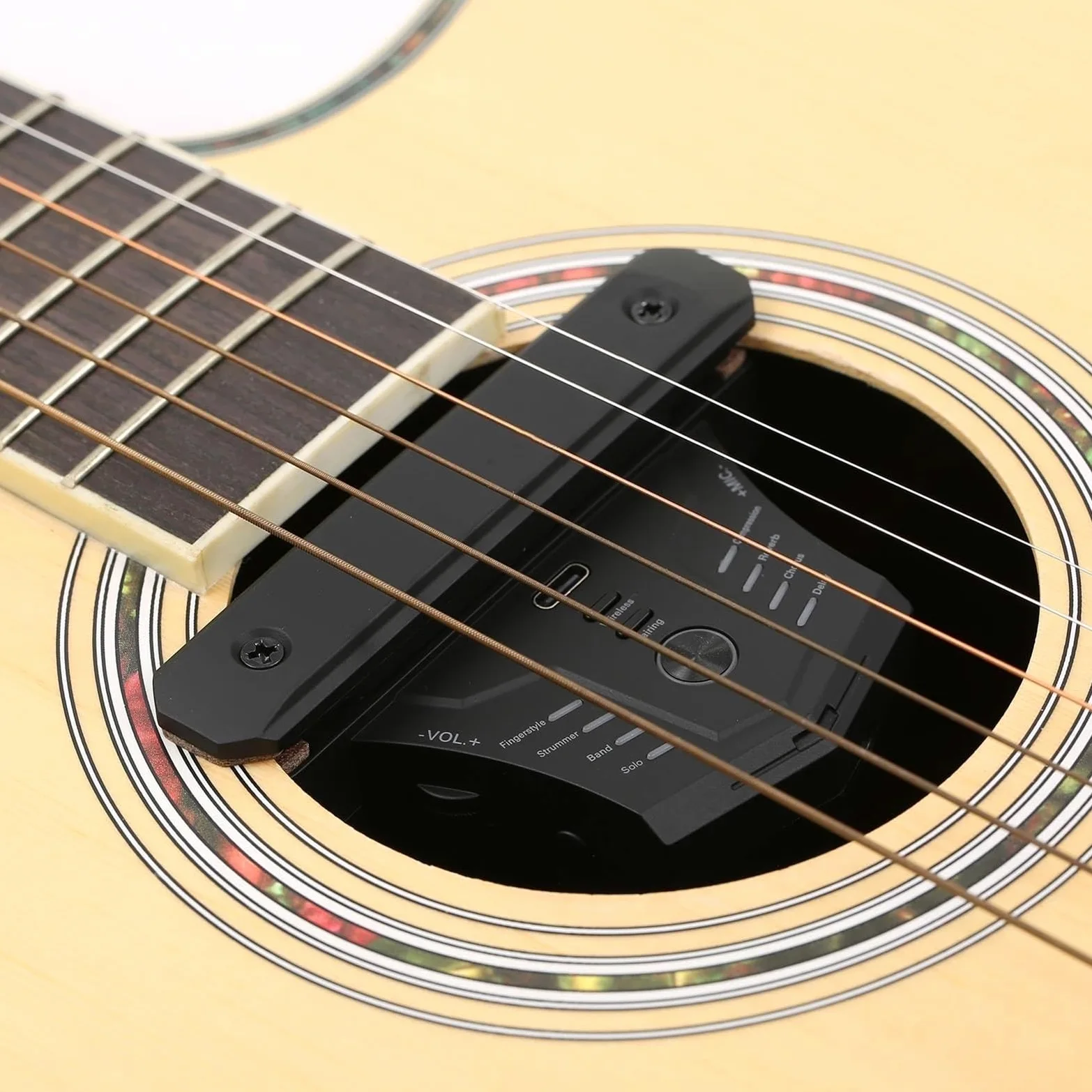 Profesjonalna Przetwornik Do Gitary Przedwzmacniacz Gitarowy BT Pickup Acoustic Chorus Delay Reverb Effect Soundhole Pickup Z Odbiornikiem Do Gitary