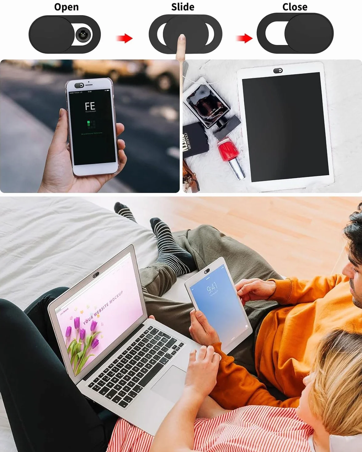 Etui na kamerę internetową - 20 sztuk pokrowiec na kamerę internetową na laptopa, ultracienki, przedni aparat, do PC, smartfona, tabletu, ochrony prywatności
