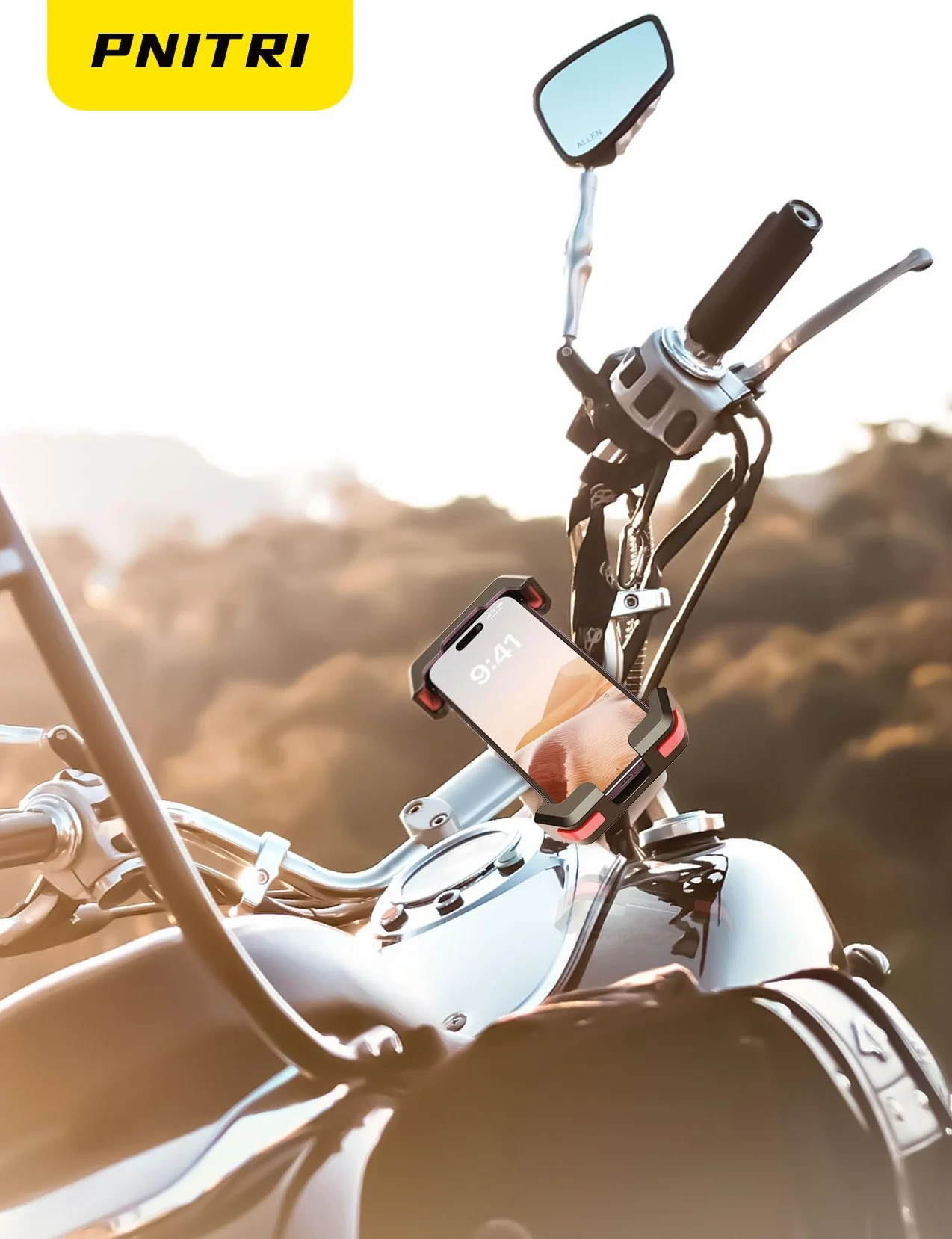 Pnitri Uchwyt na telefon komórkowy, uchwyt na telefon motocyklowy [szybka instalacja i blokada 1s] Uniwersalny uchwyt na telefon rowerowy do iPhone'a, Samsung, 4,5-7,2 cala