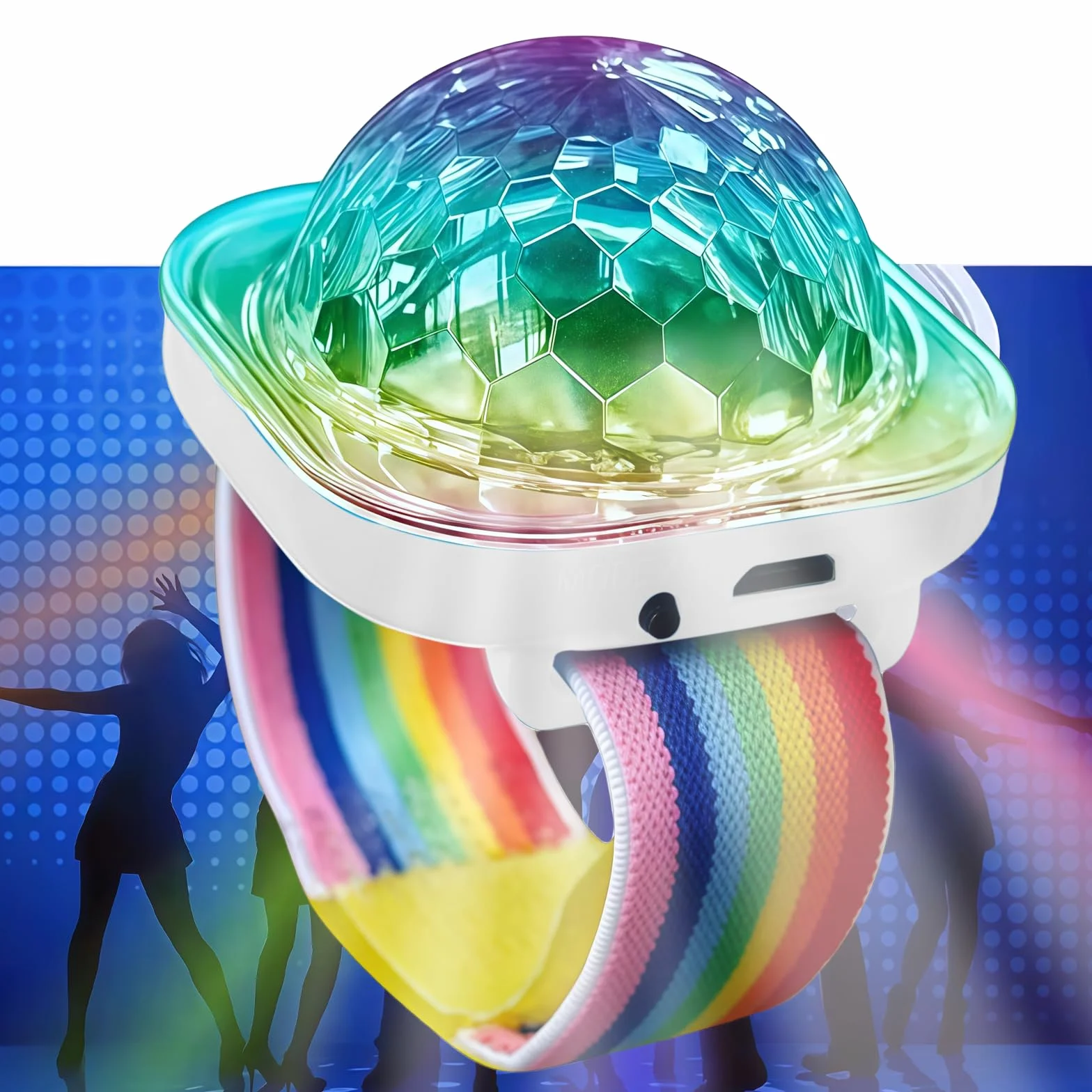 Lampa dyskotekowa z kulą dyskotekową: WIYETY 3 sztuki, kula dyskotekowa, 5 trybów pracy, mini przenośna lampa LED z przyssawką, ładowanie przez USB, kula dyskotekowa, bransoletka, oświetlenie