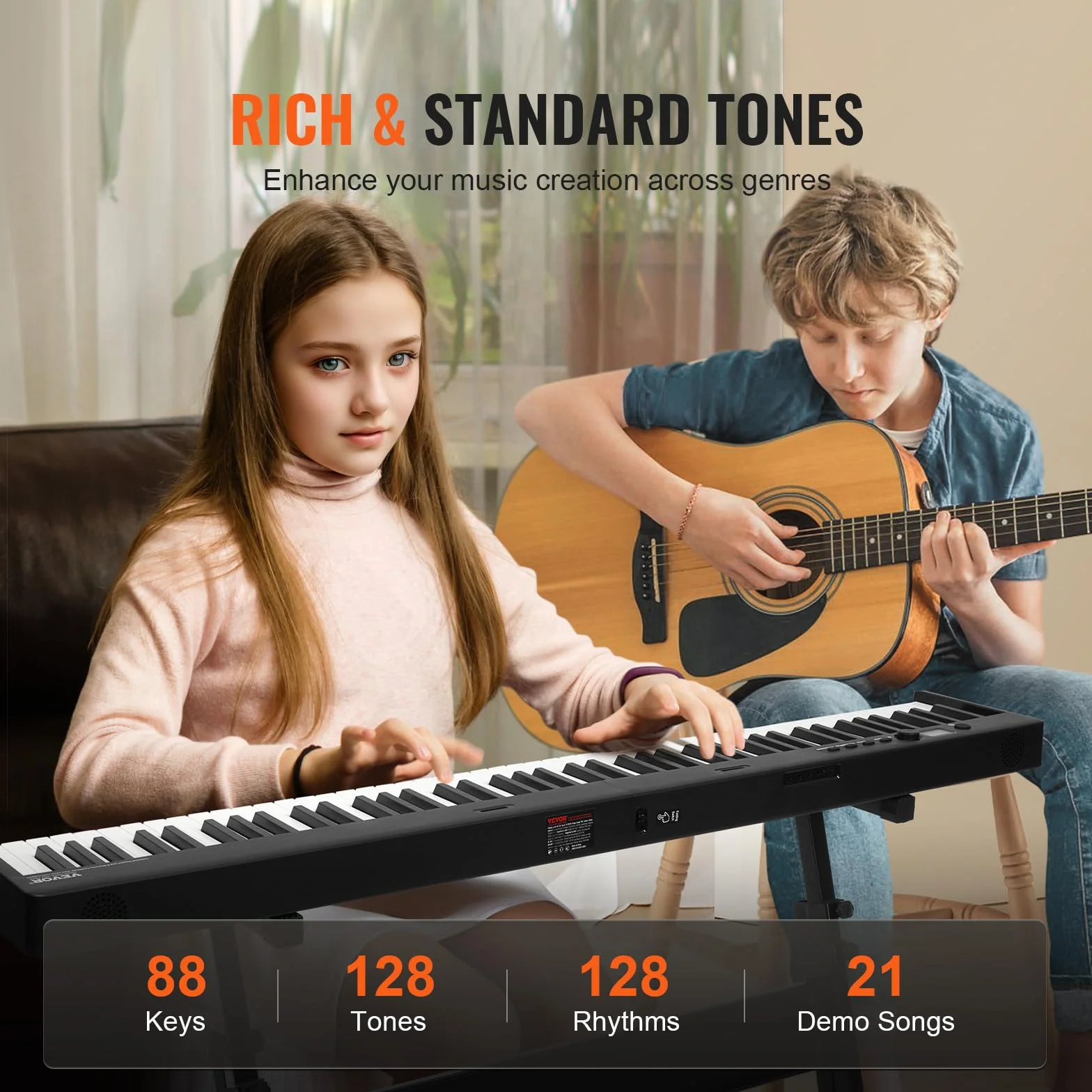 VEVOR 88 składanych klawiszy klawiatury fortepianu, Bluetooth i MIDI, cyfrowe pianino z podstawką na Sustain czułe na dotyk przyciski torby, akumulator dla początkujących nastolatków dorosłych,