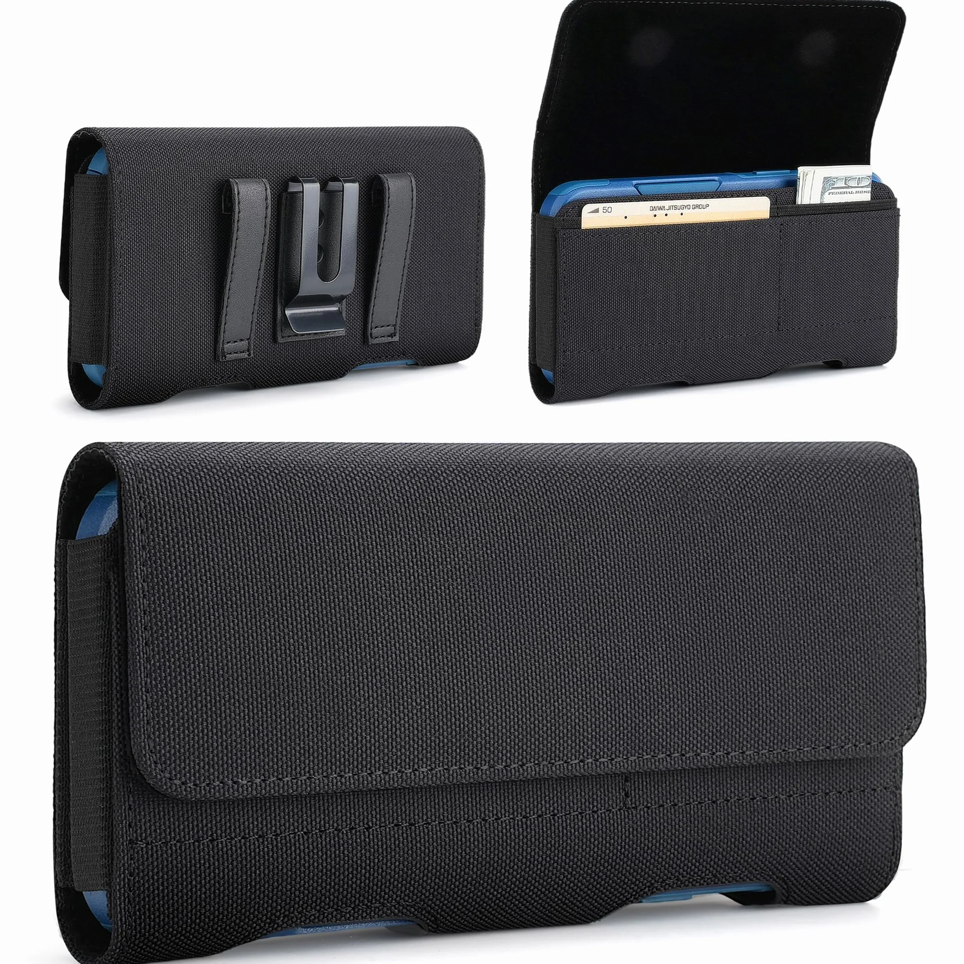 Etui na telefon komórkowy ze szlufką na pasek, zamknięcie magnetyczne, etui na telefon komórkowy z uchwytem na karty, ręcznie wykonany nylonowy uchwyt na telefon komórkowy do Samsung Galaxy S23 Ultra 5G, S22 Ultra, S21 Ultra, etui na pasek premium