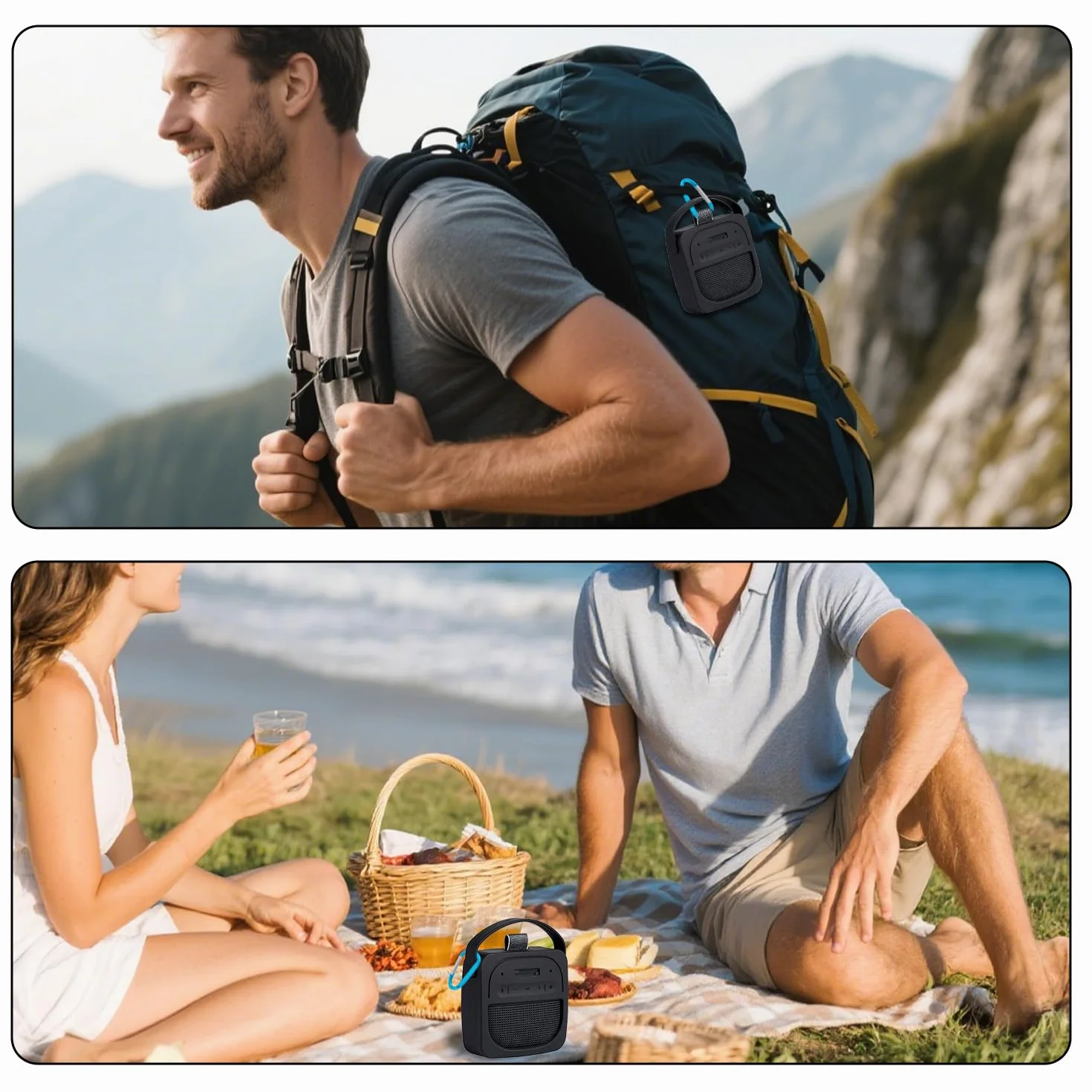 Silikonowe Etui Ochronne do Bose SoundLink Micro 2. Generacji Głośnika Bluetooth, Przenośne Okładka z Uchwytem i Karabińczykiem, Samo Etui (Czarne)