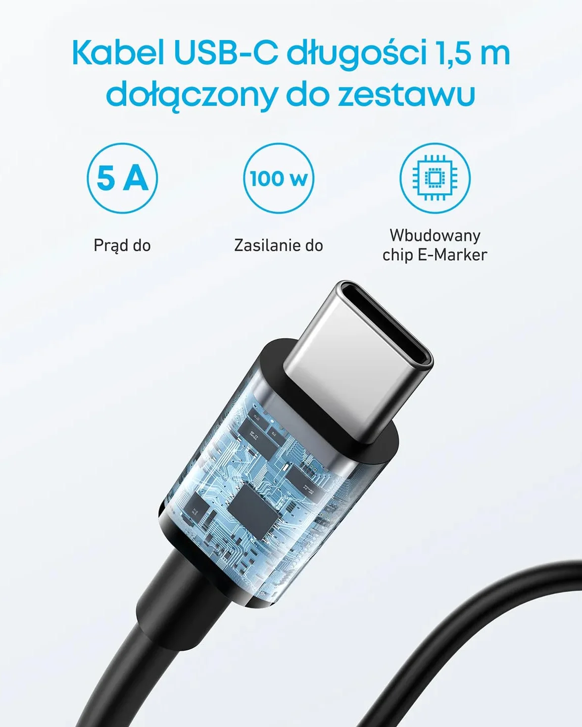 Ładowarka USB-C 67 W, Anker 335 wysokowydajny zasilacz z PIQ 3.0, 3-portowa szybka ładowarka, ładowarka PD do iPhone 16/15/14, MacBook Pro, iPad, Galaxy (kabel USB-C na USB-C w zestawie)