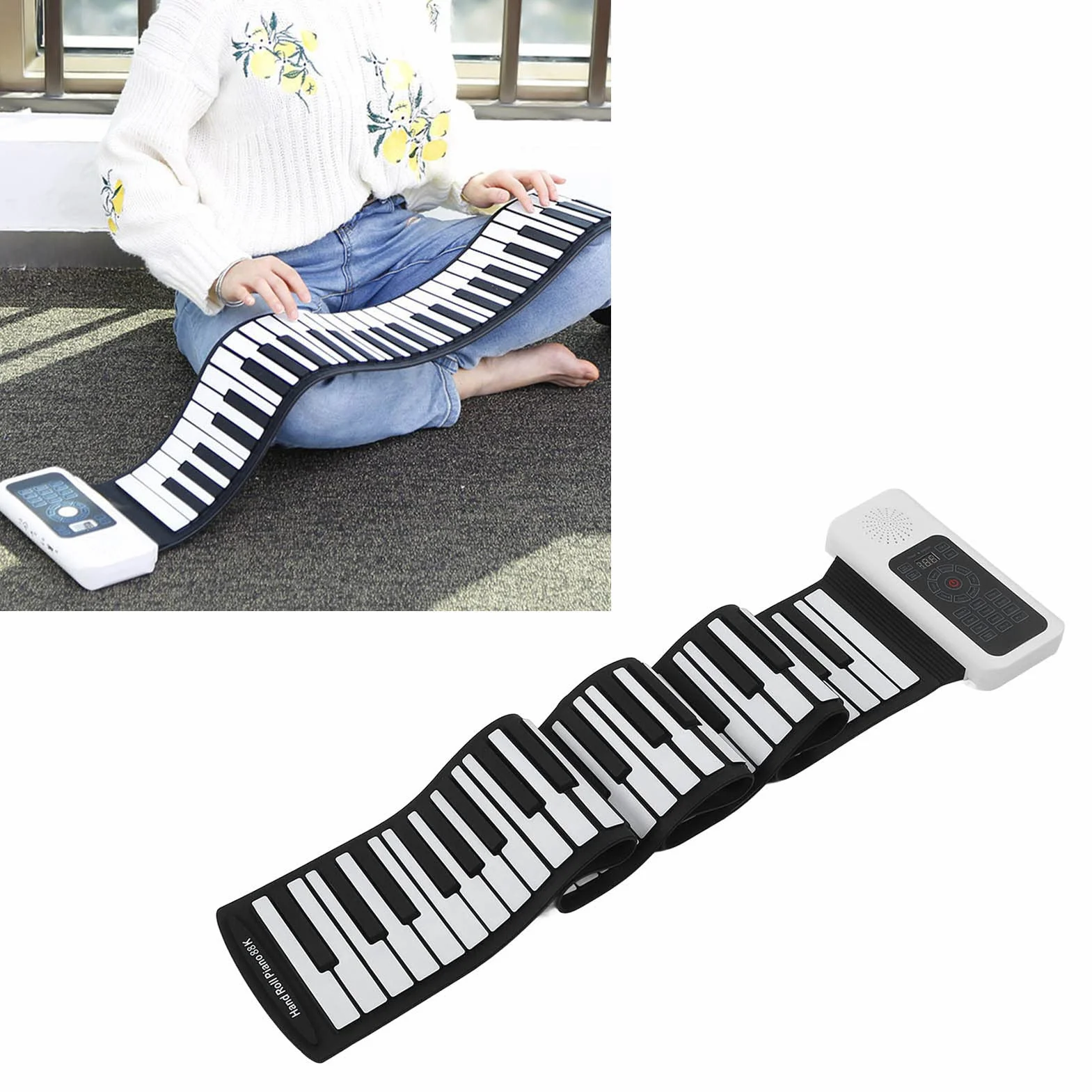 88 Klawiszy Roll Piano, Silikonowy ABS Składany Elektryczny Pianino Ręczne z grubszą klawiaturą 128 Rytmów