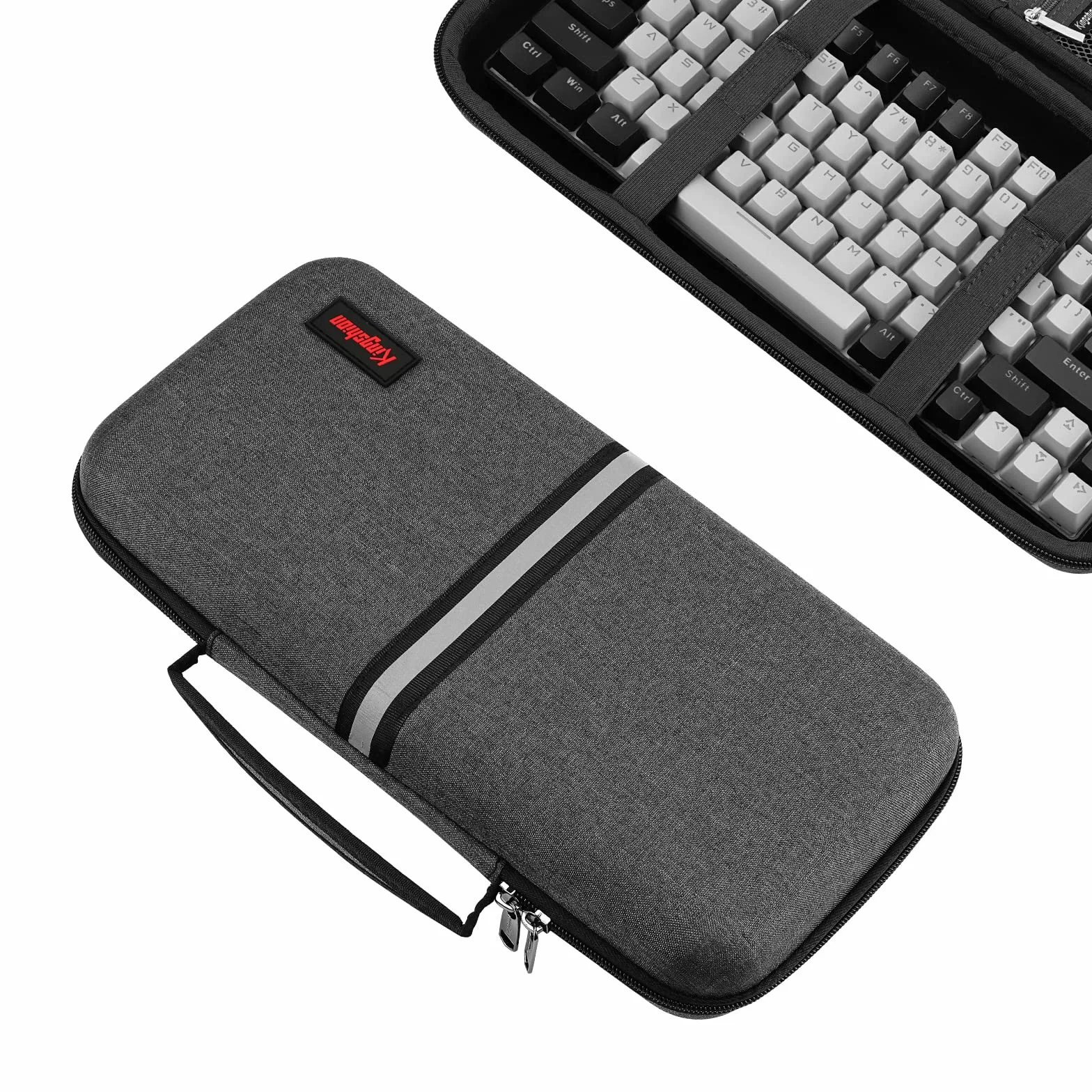 Twarde etui na klawiaturę 75%, twarde etui podróżne na 84-klawiszową przenośną klawiaturę, kompatybilne z Keychron K2, klawiatura mechaniczna Logitech POP. (tylko etui) - ciemnoszary, szary,