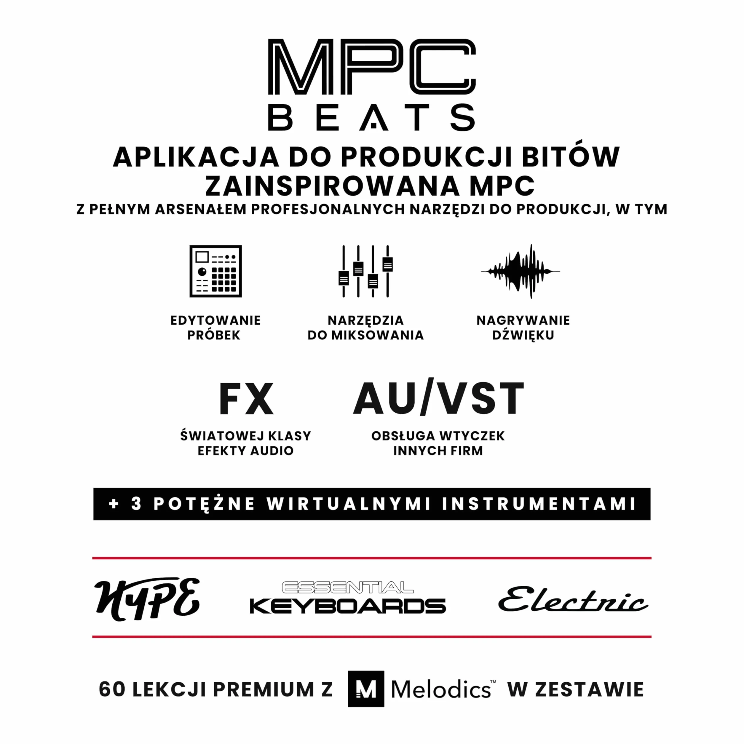 Akai Professional MPK Mini Play MK3 – klawiatura sterująca MIDI z wbudowanym głośnikiem i brzmieniami, dynamiczną klawiaturą, padami MPC, pakietem oprogramowania oraz pakietem Native Instruments